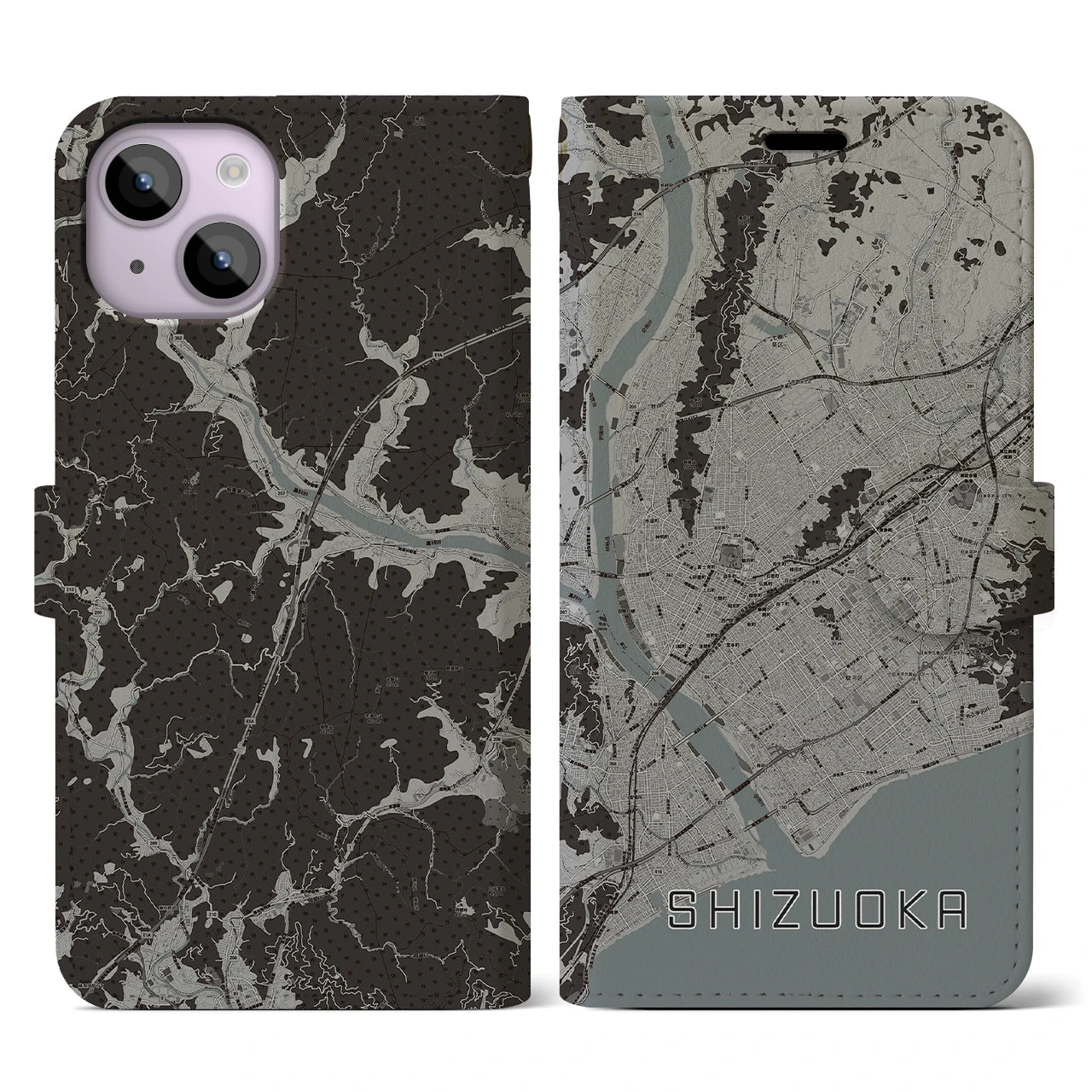 【静岡(静岡県)】地図柄iPhoneケース(手帳タイプ)