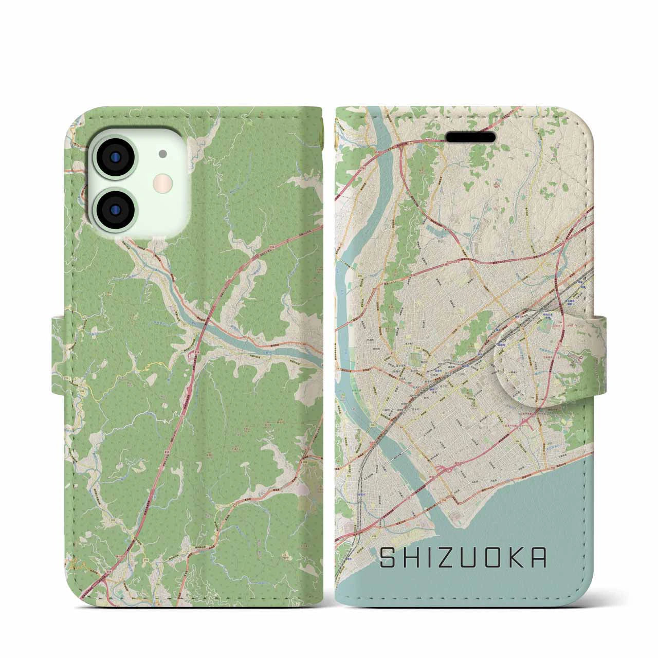 【静岡(静岡県)】地図柄iPhoneケース(手帳タイプ)