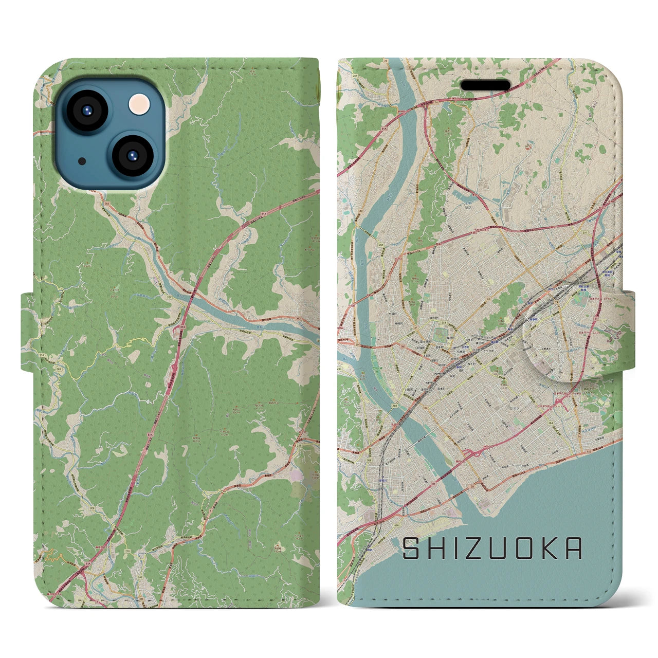 【静岡(静岡県)】地図柄iPhoneケース(手帳タイプ)