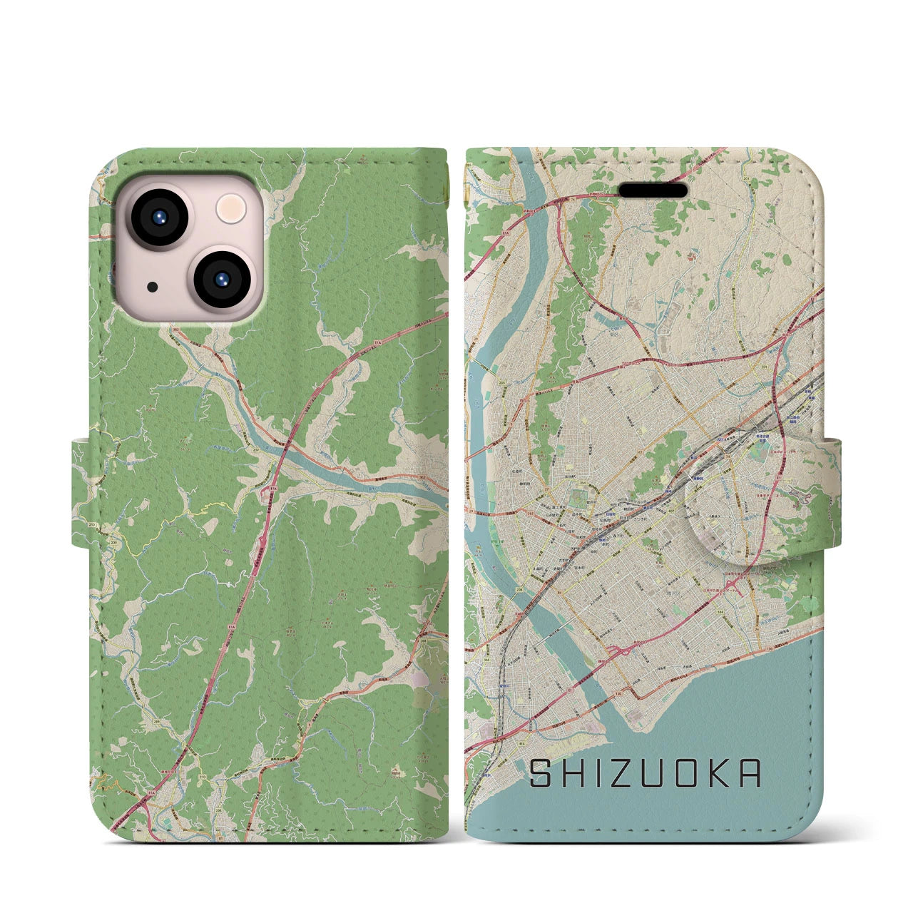 【静岡(静岡県)】地図柄iPhoneケース(手帳タイプ)