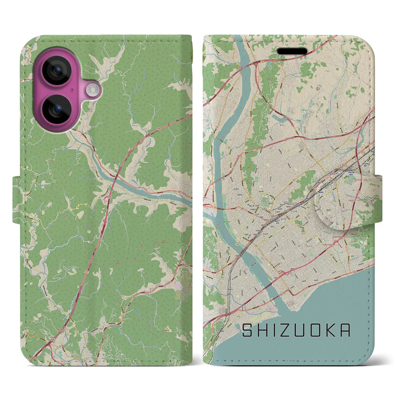 【静岡(静岡県)】地図柄iPhoneケース(手帳タイプ)