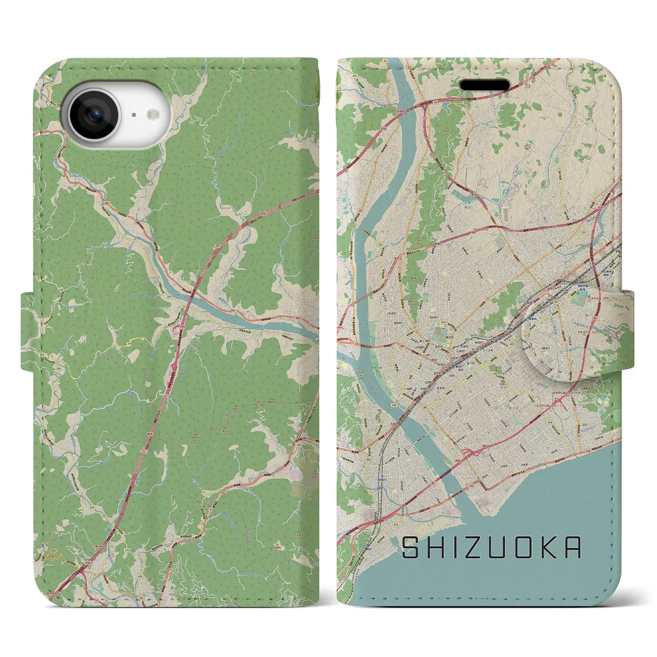 【静岡(静岡県)】地図柄iPhoneケース(手帳タイプ)