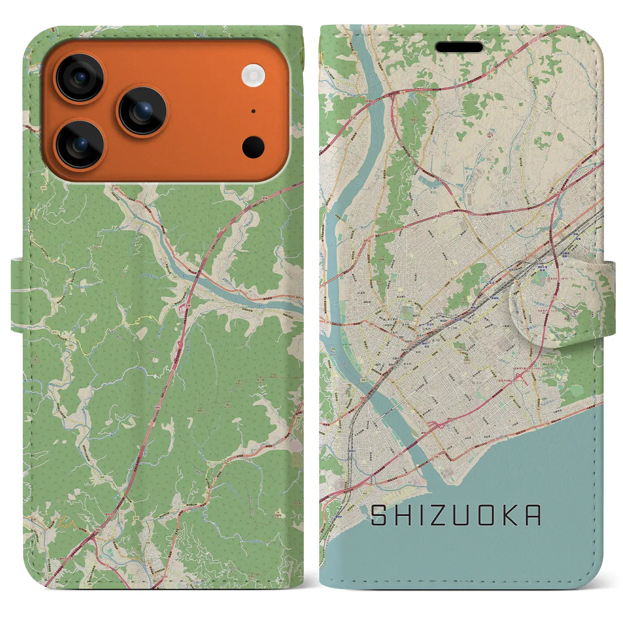 【静岡(静岡県)】地図柄iPhoneケース(手帳タイプ)