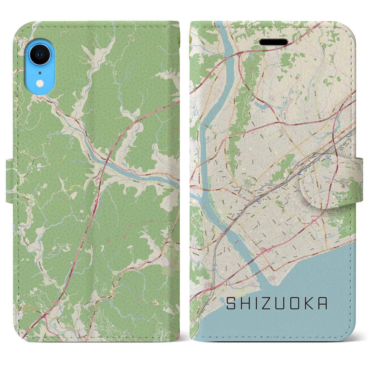 【静岡(静岡県)】地図柄iPhoneケース(手帳タイプ)ナチュラル・iPhone XR 用