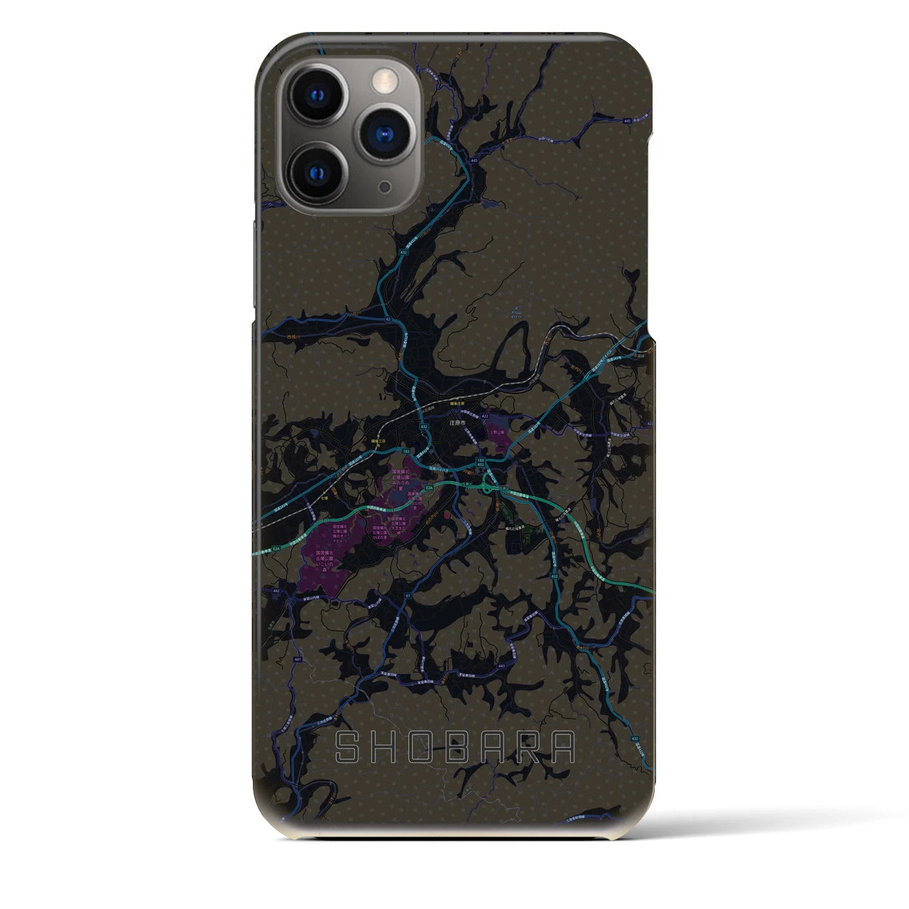 【庄原(広島県)】地図柄iPhoneケース(バックカバータイプ)