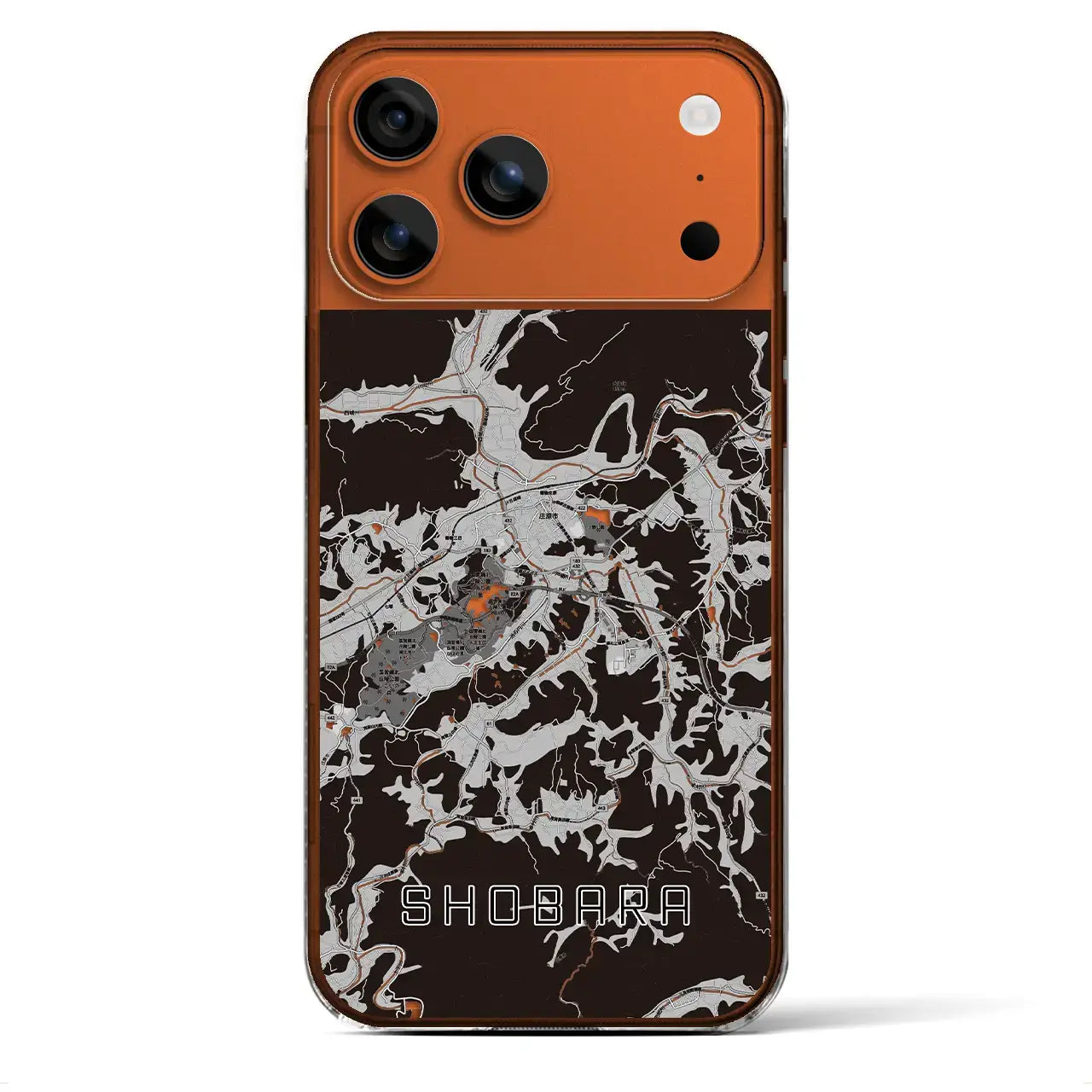 【庄原(広島県)】地図柄iPhoneケース(クリアタイプ)モノトーン・iPhone 17 Pro Max 用