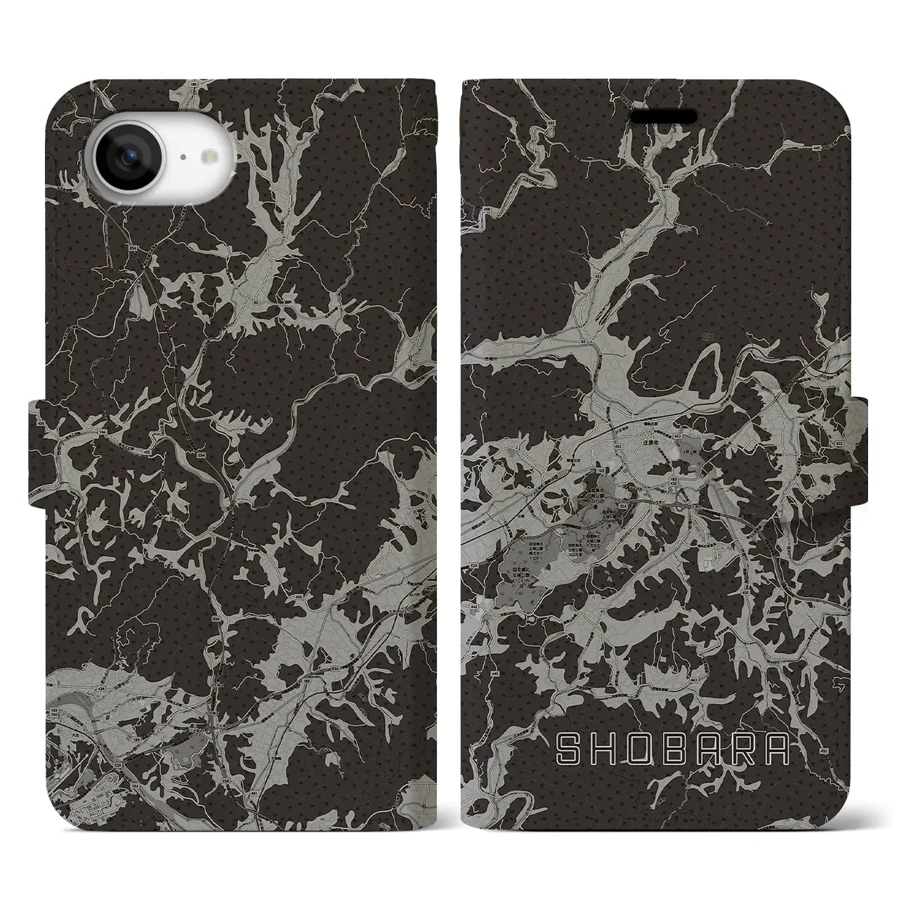 【庄原(広島県)】地図柄iPhoneケース(手帳タイプ)