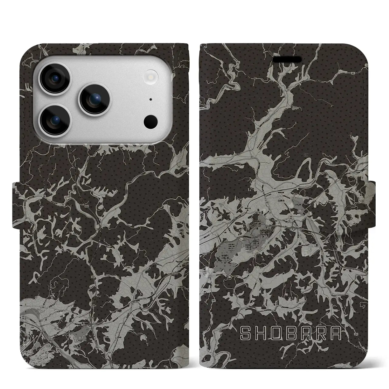 【庄原(広島県)】地図柄iPhoneケース(手帳タイプ)