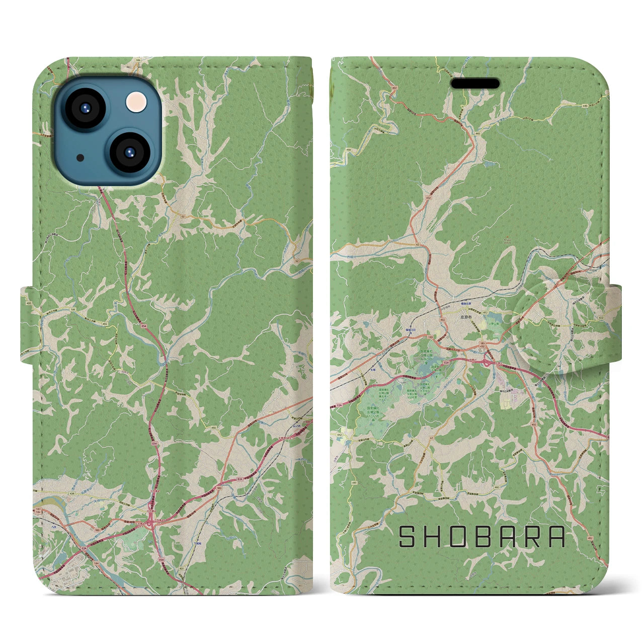 【庄原(広島県)】地図柄iPhoneケース(手帳タイプ)