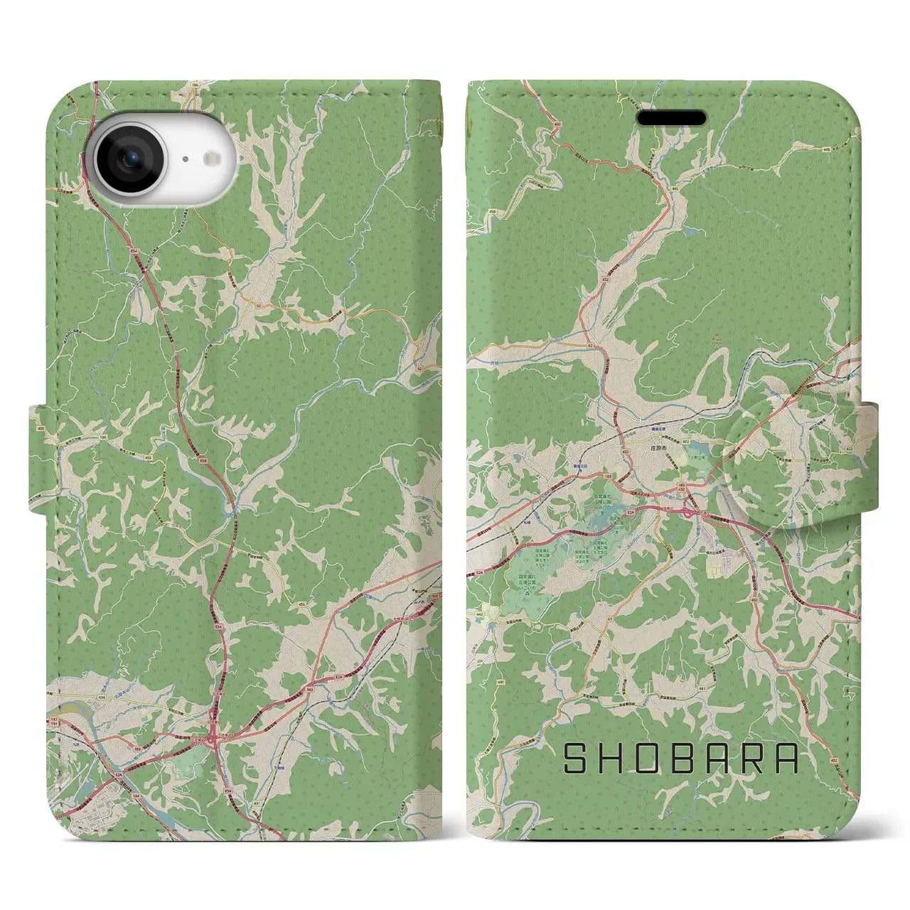 【庄原(広島県)】地図柄iPhoneケース(手帳タイプ)