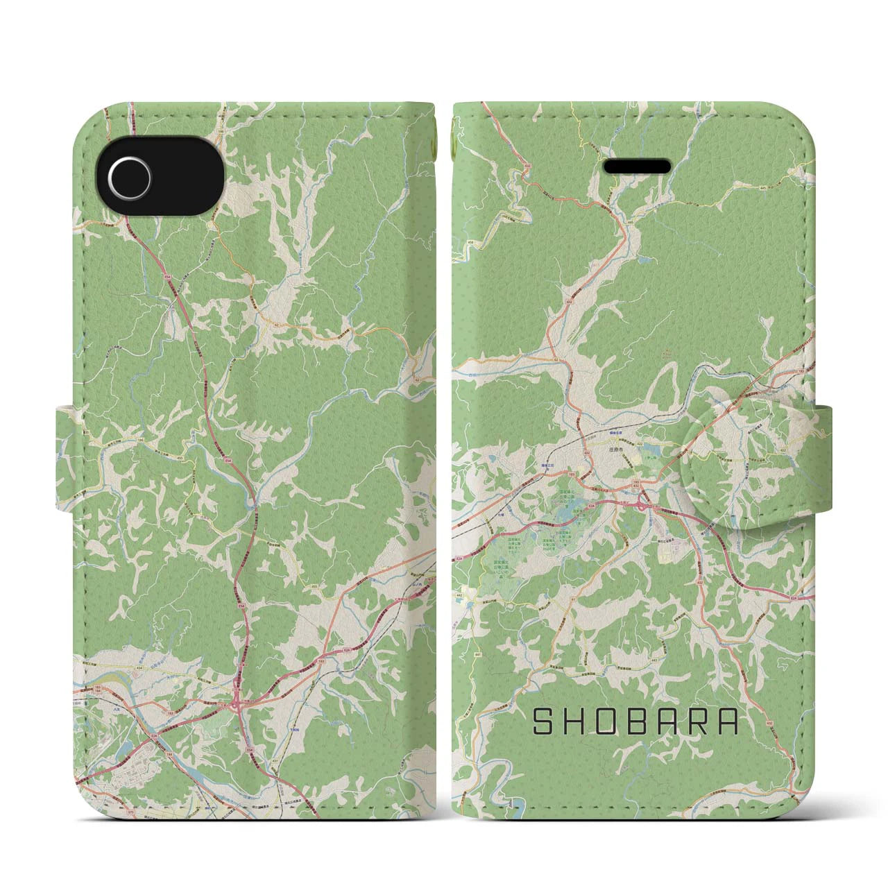 【庄原(広島県)】地図柄iPhoneケース(手帳タイプ)