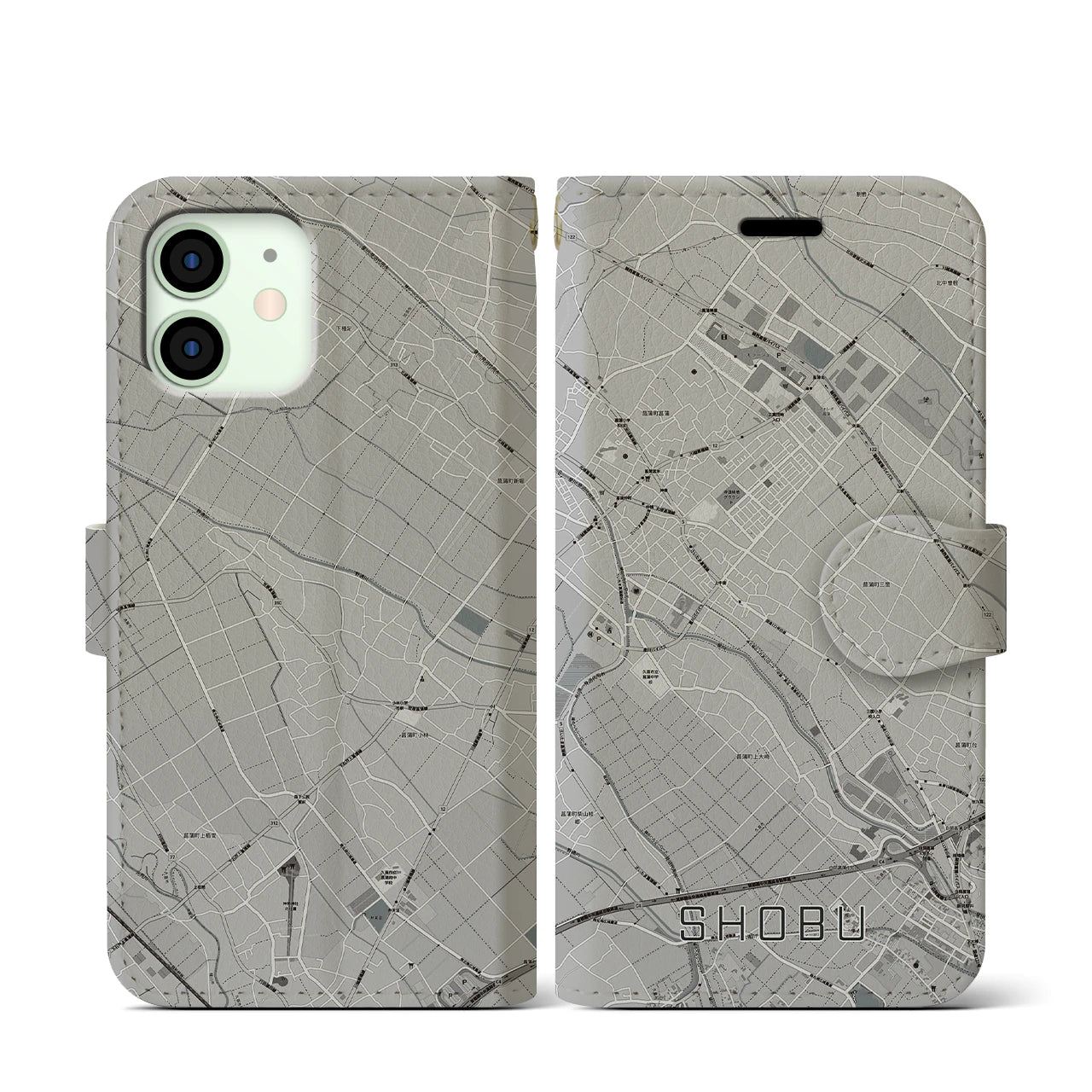 【菖蒲(埼玉県)】地図柄iPhoneケース(手帳タイプ)