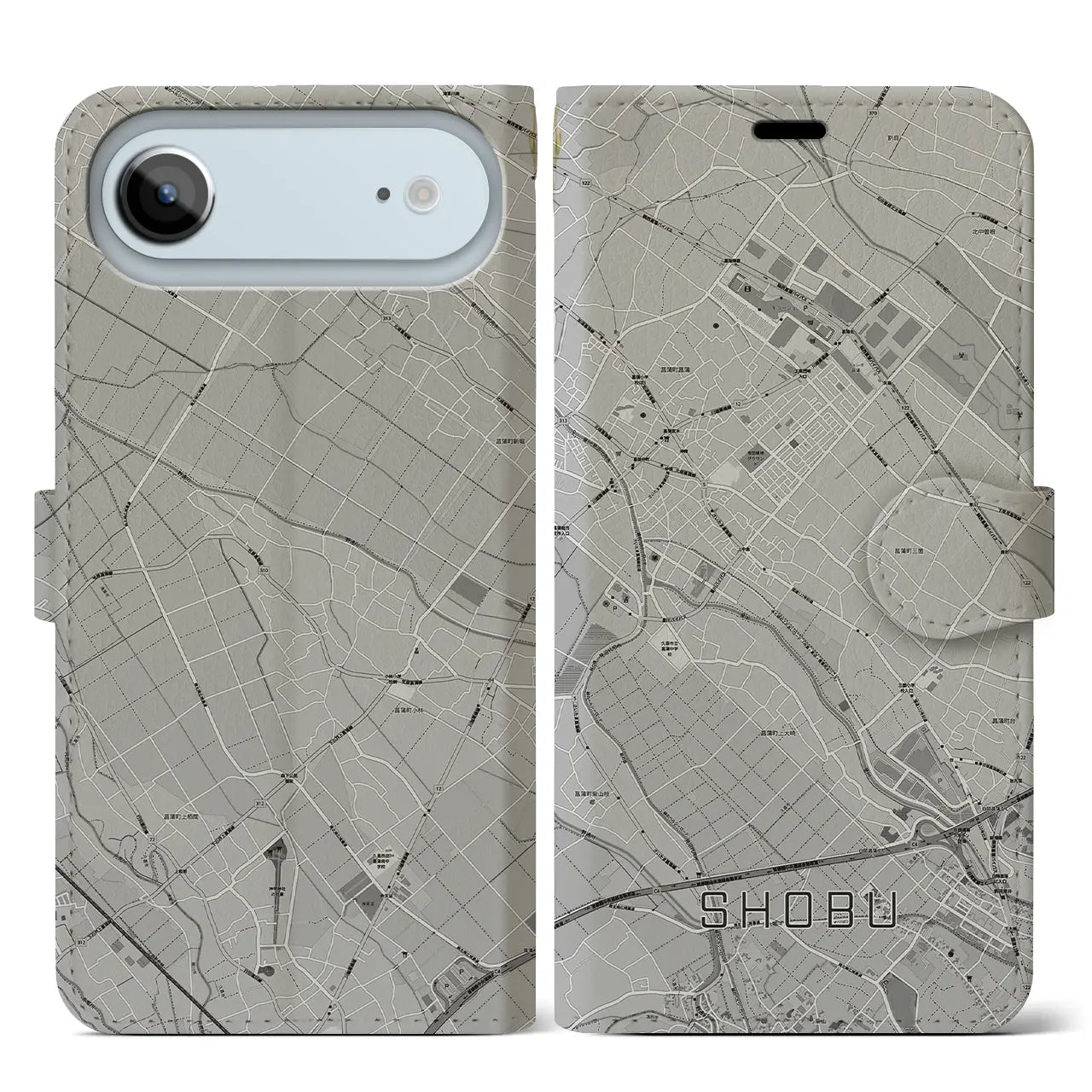 【菖蒲(埼玉県)】地図柄iPhoneケース(手帳タイプ)