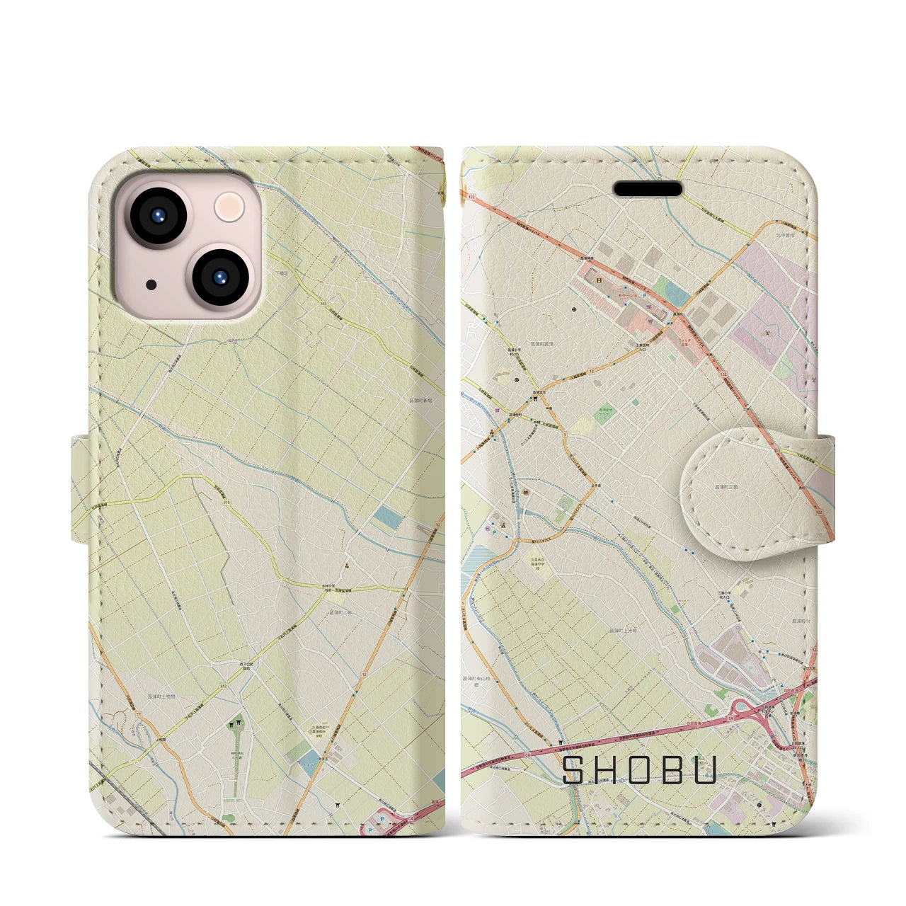 【菖蒲(埼玉県)】地図柄iPhoneケース(手帳タイプ)