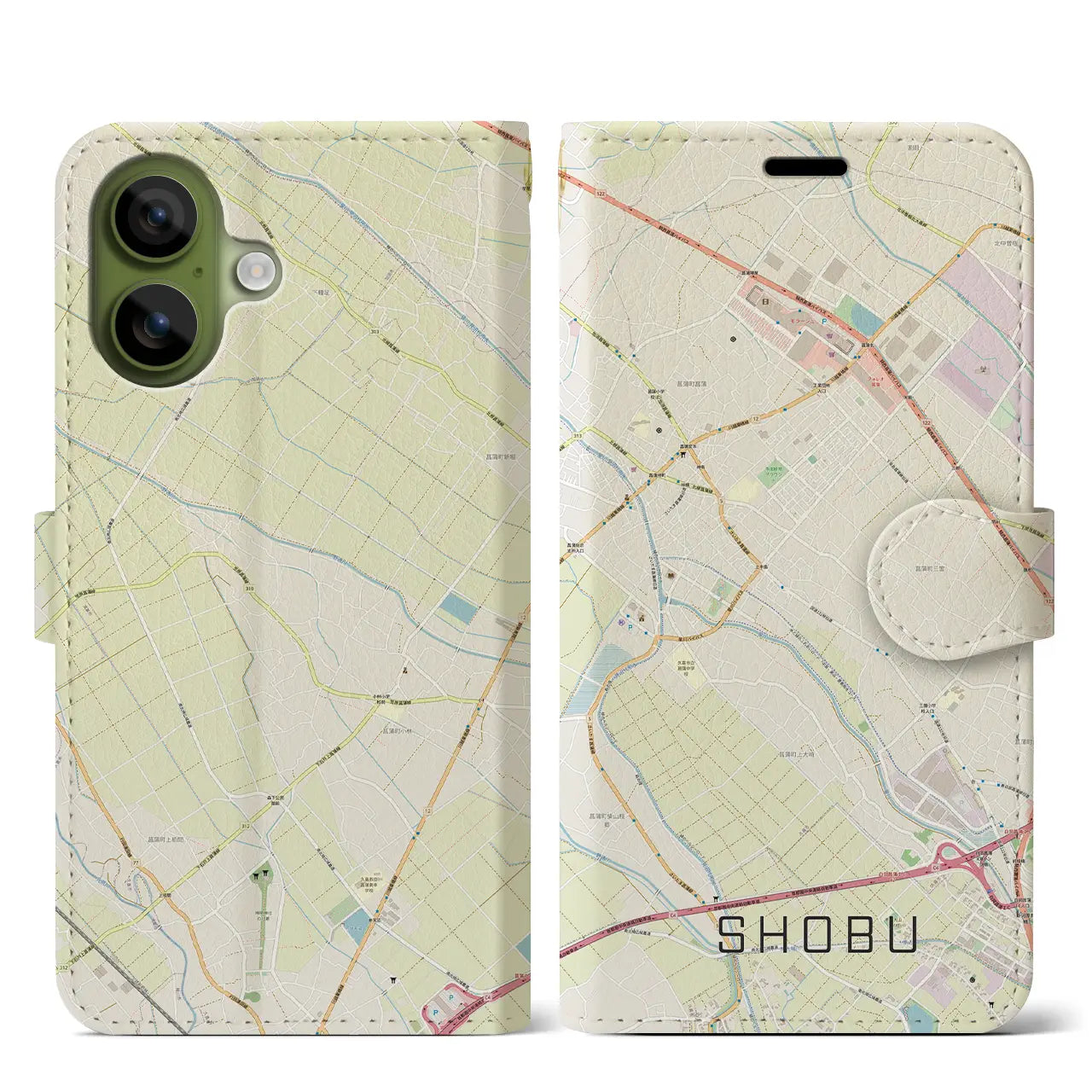 【菖蒲(埼玉県)】地図柄iPhoneケース(手帳タイプ)