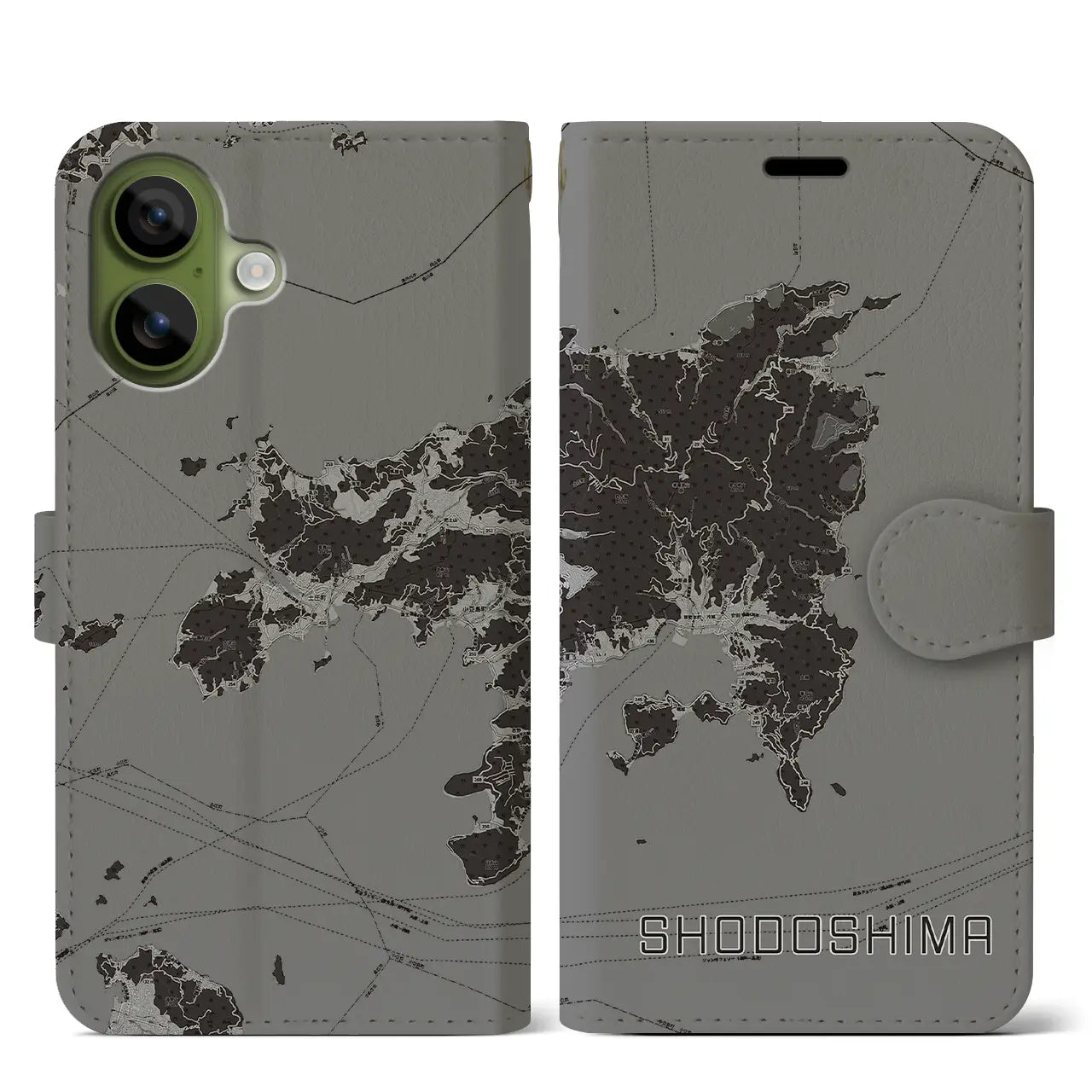 【小豆島(香川県)】地図柄iPhoneケース(手帳タイプ)