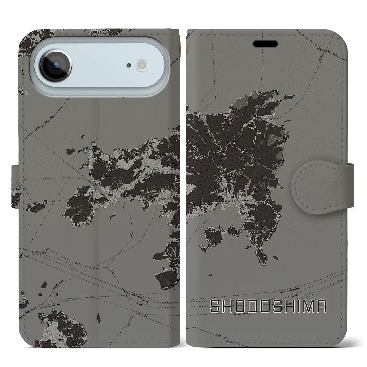 【小豆島(香川県)】地図柄iPhoneケース(手帳タイプ)