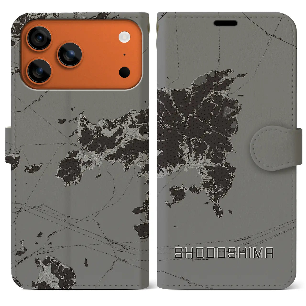 【小豆島(香川県)】地図柄iPhoneケース(手帳タイプ)