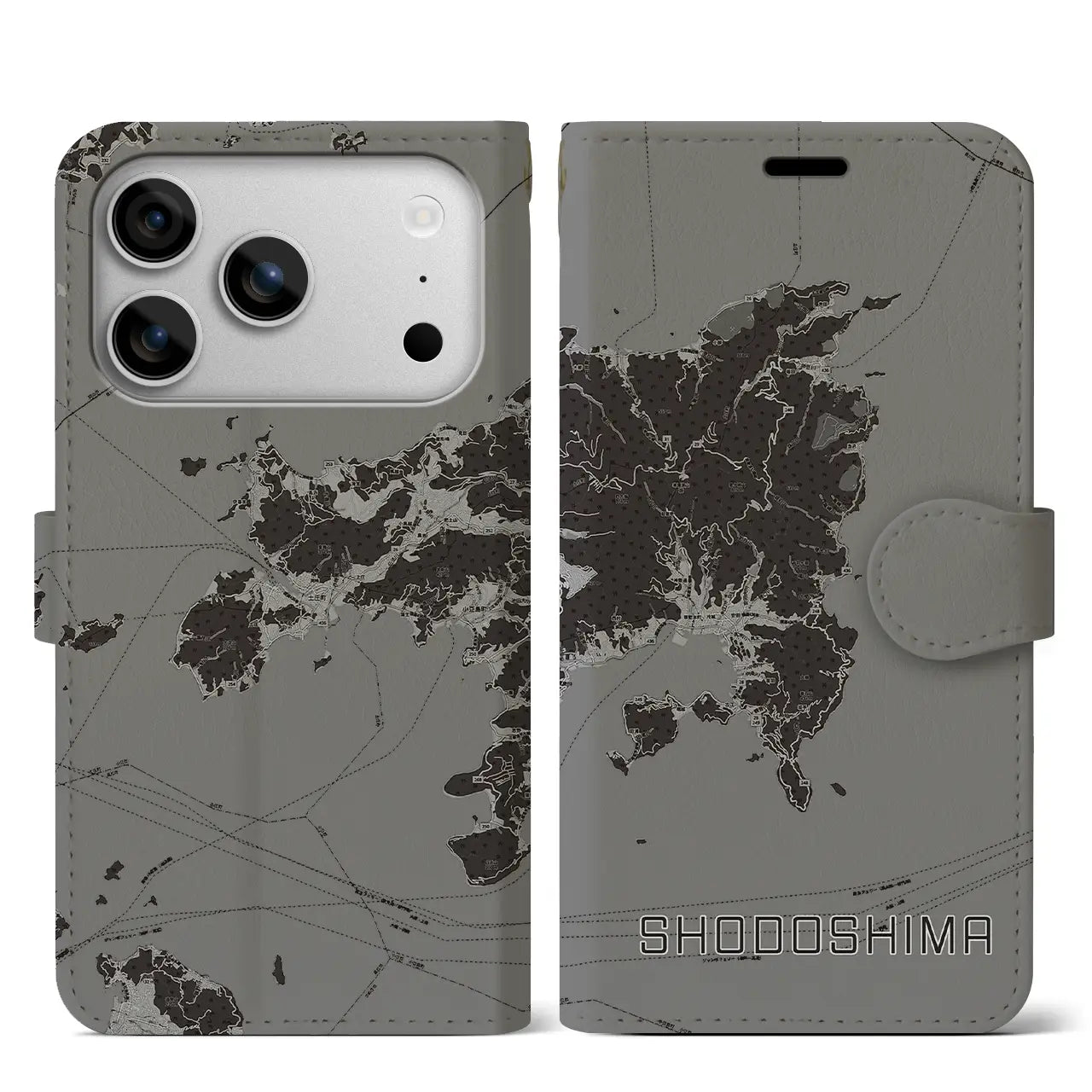 【小豆島(香川県)】地図柄iPhoneケース(手帳タイプ)