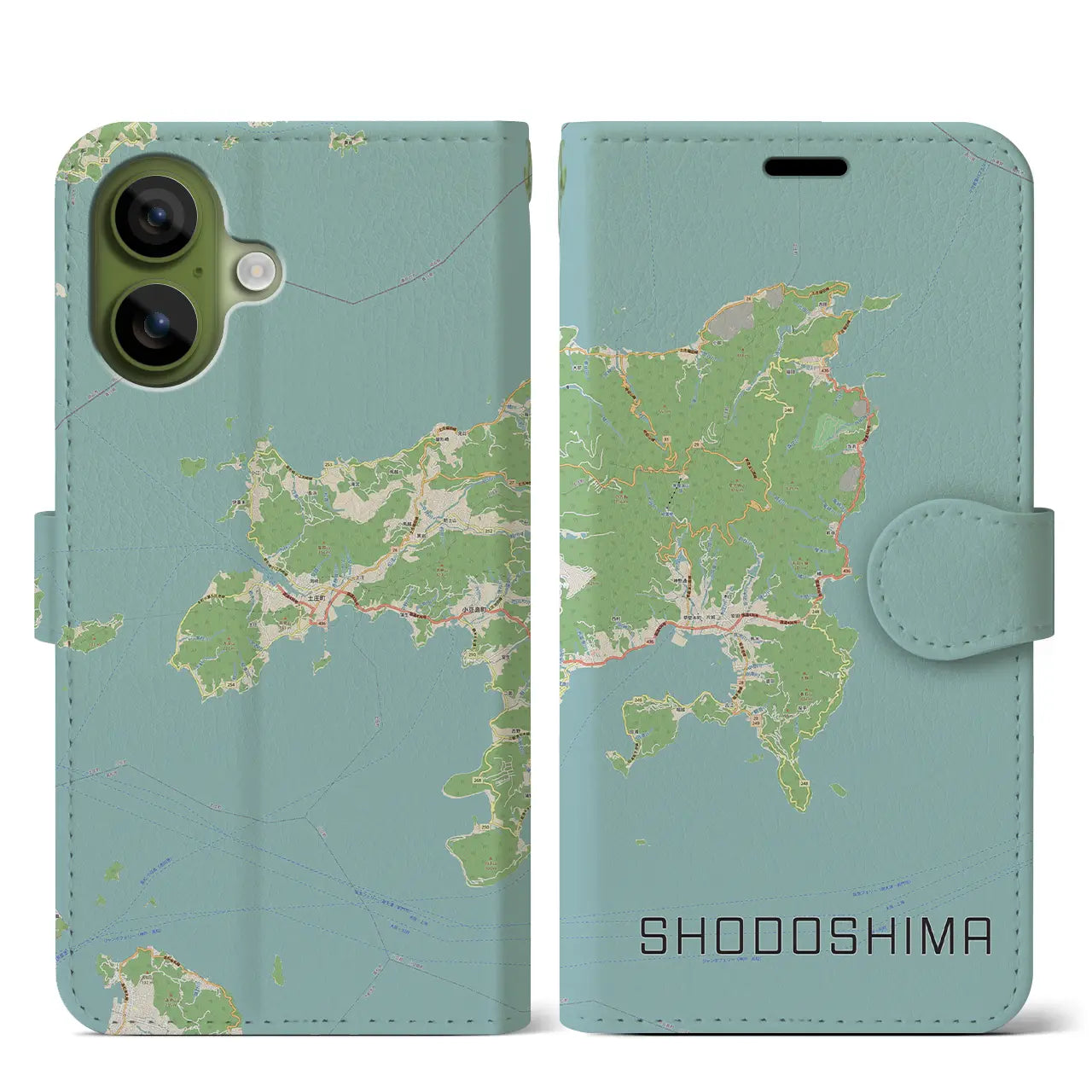 【小豆島(香川県)】地図柄iPhoneケース(手帳タイプ)