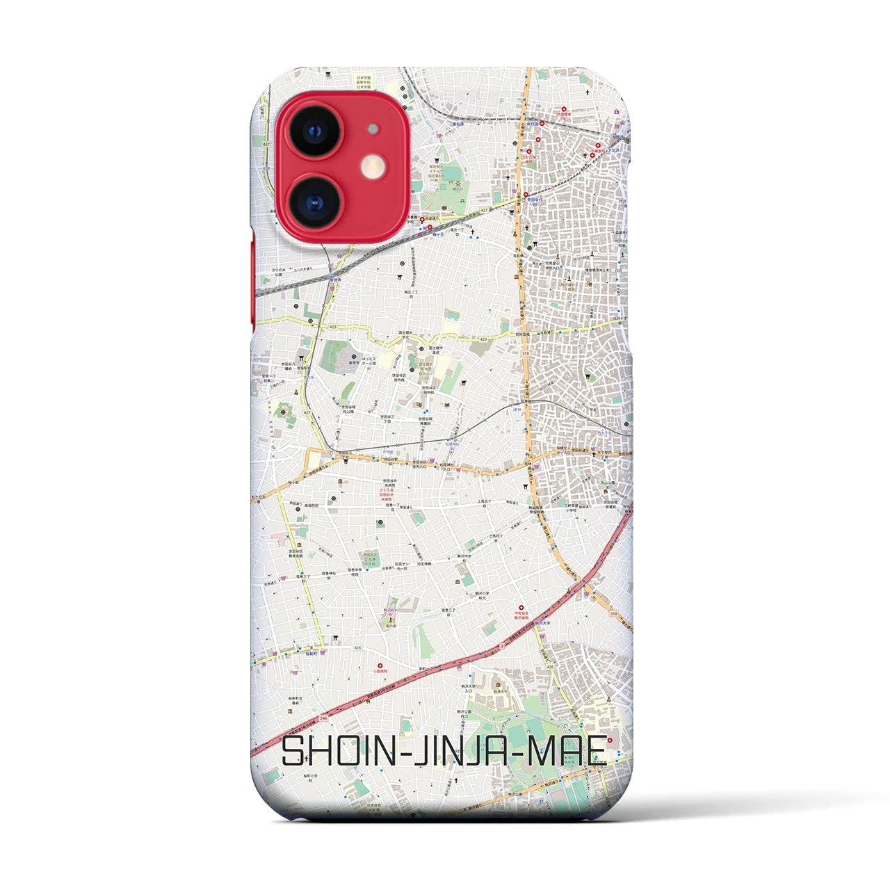 【松陰神社前(東京都)】地図柄iPhoneケース(バックカバータイプ)