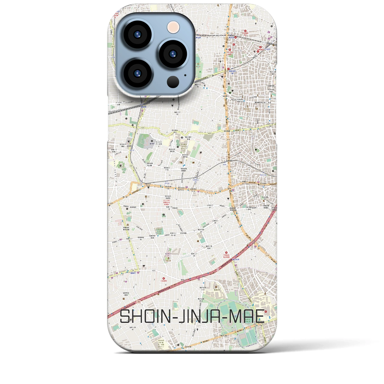 【松陰神社前(東京都)】地図柄iPhoneケース(バックカバータイプ)