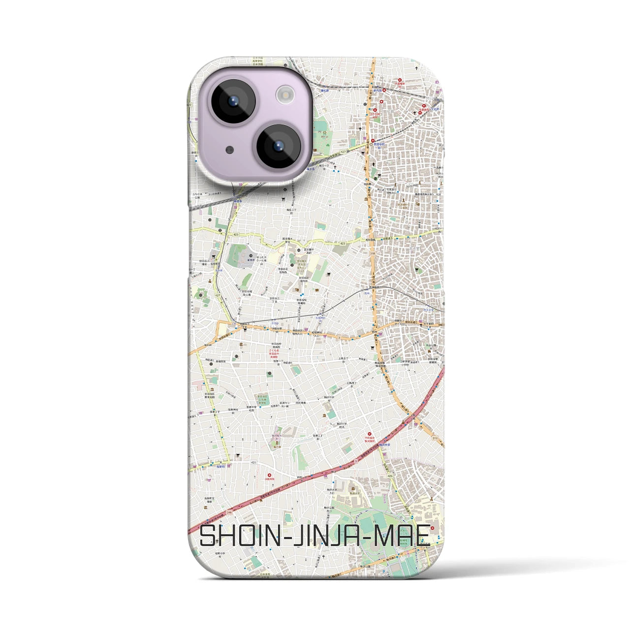 【松陰神社前(東京都)】地図柄iPhoneケース(バックカバータイプ)