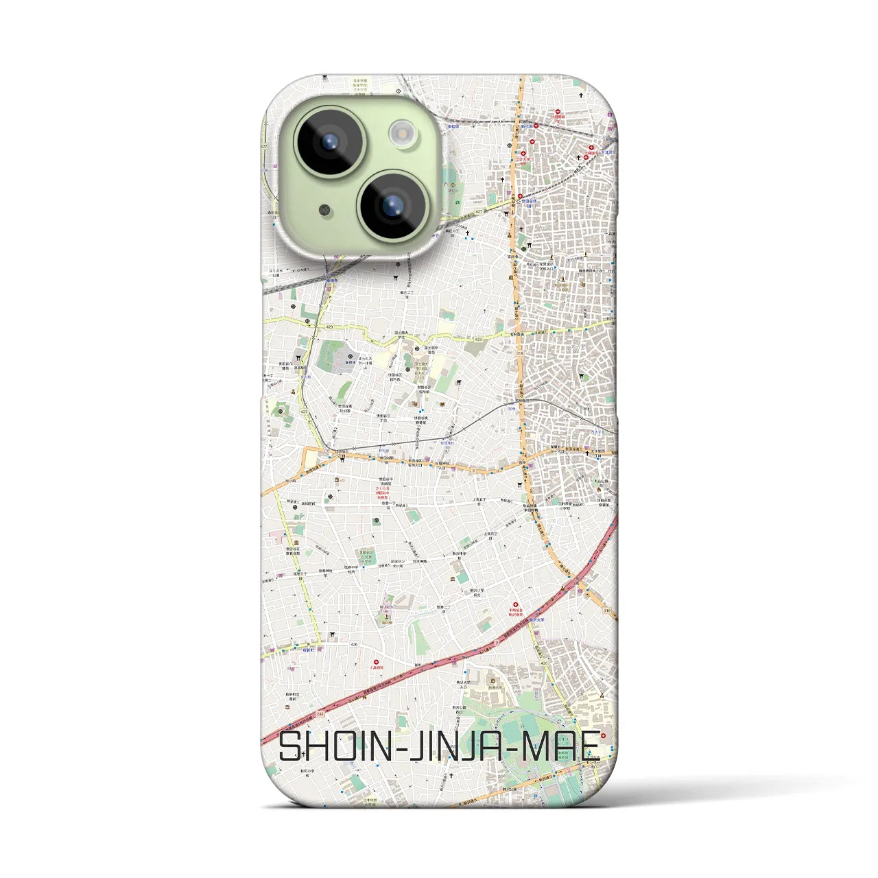 【松陰神社前(東京都)】地図柄iPhoneケース(バックカバータイプ)