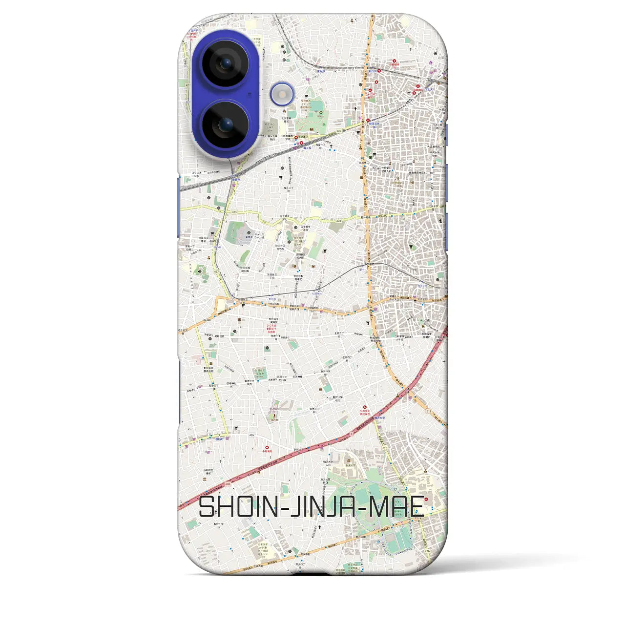 【松陰神社前(東京都)】地図柄iPhoneケース(バックカバータイプ)