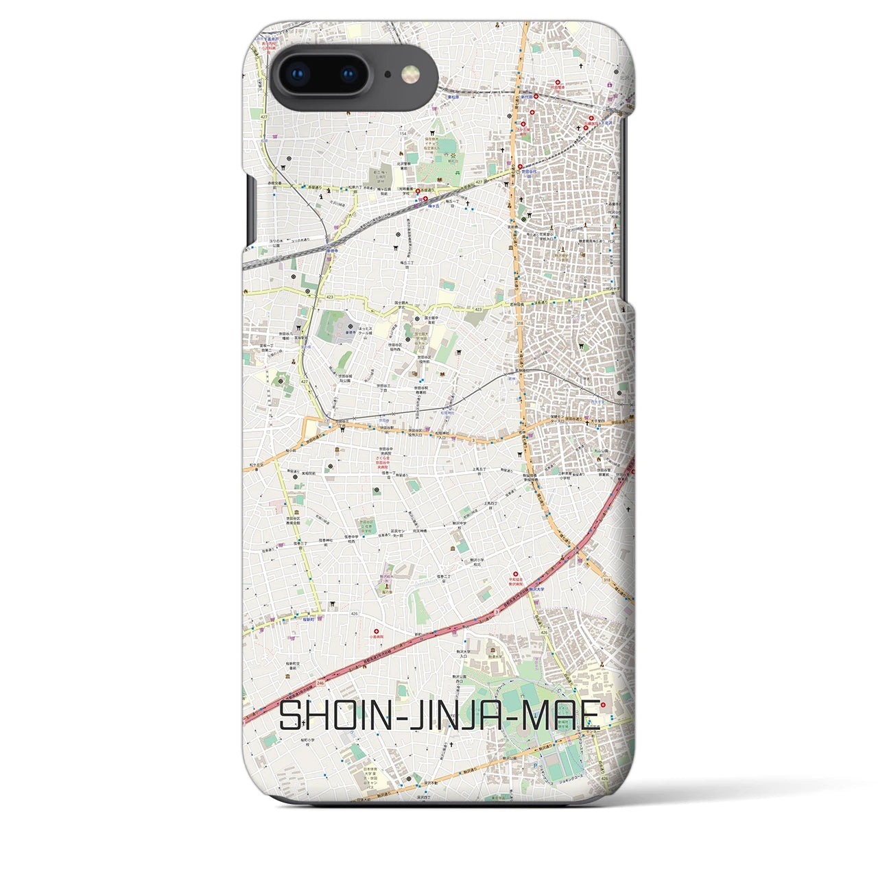 【松陰神社前(東京都)】地図柄iPhoneケース(バックカバータイプ)