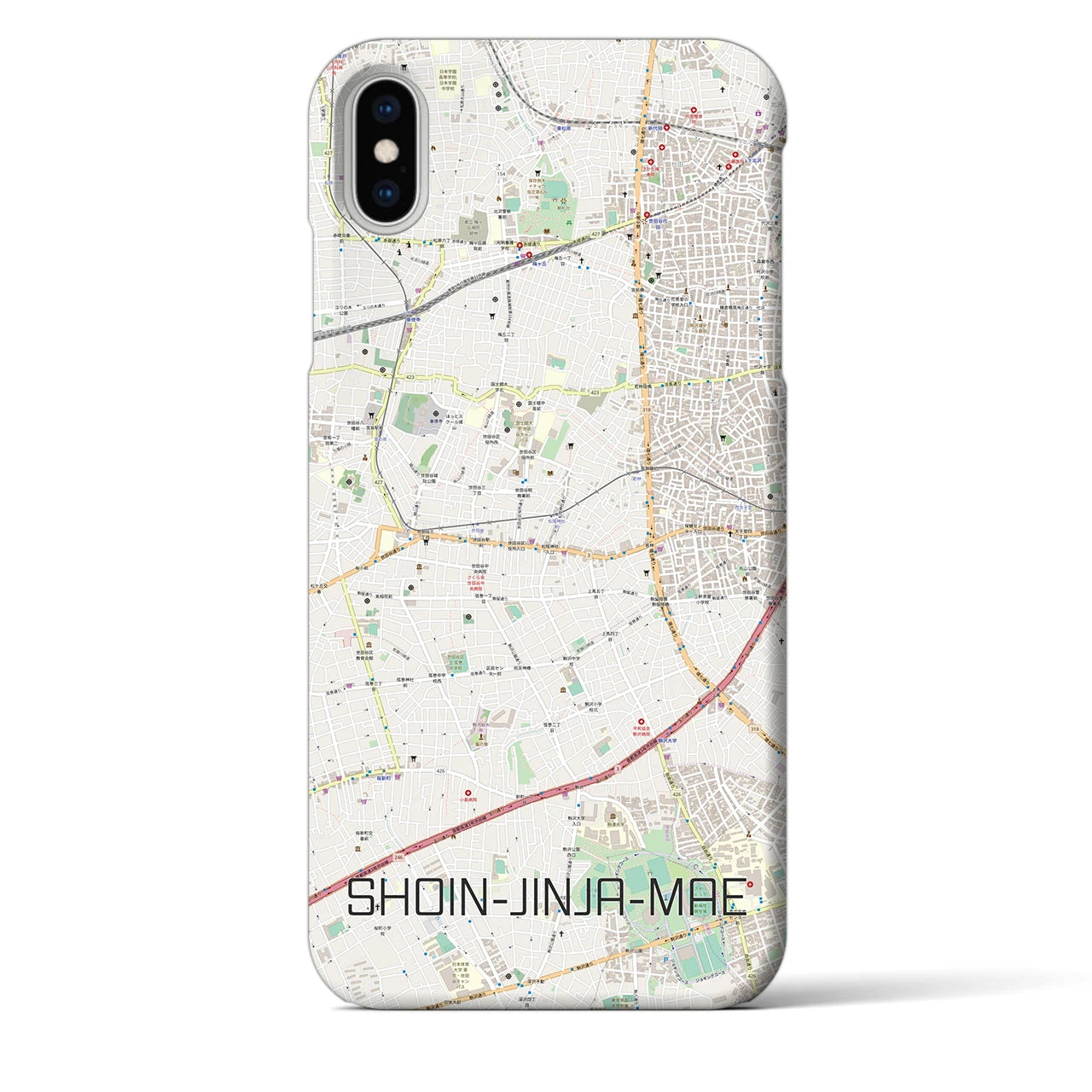 【松陰神社前(東京都)】地図柄iPhoneケース(バックカバータイプ)