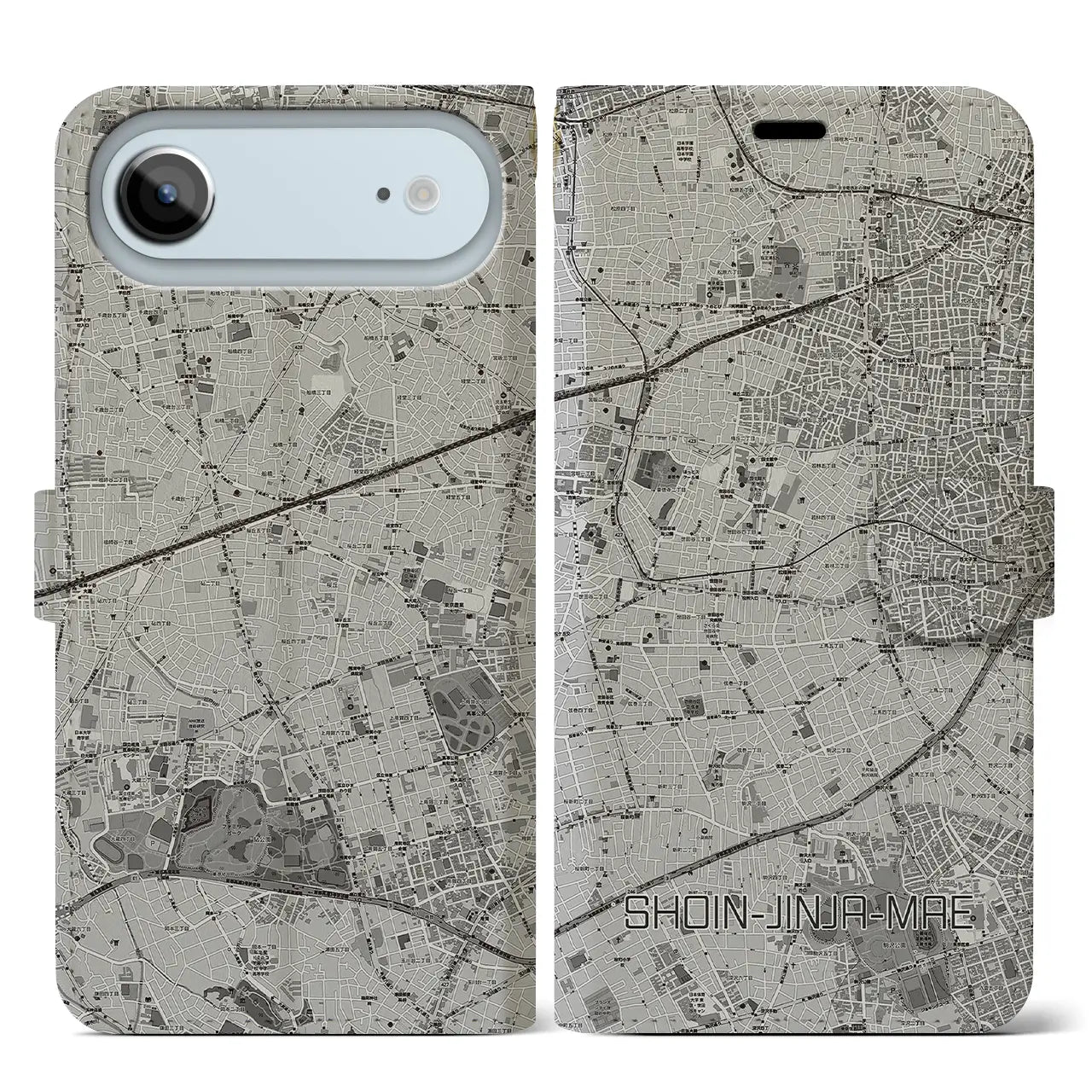 【松陰神社前(東京都)】地図柄iPhoneケース(手帳タイプ)