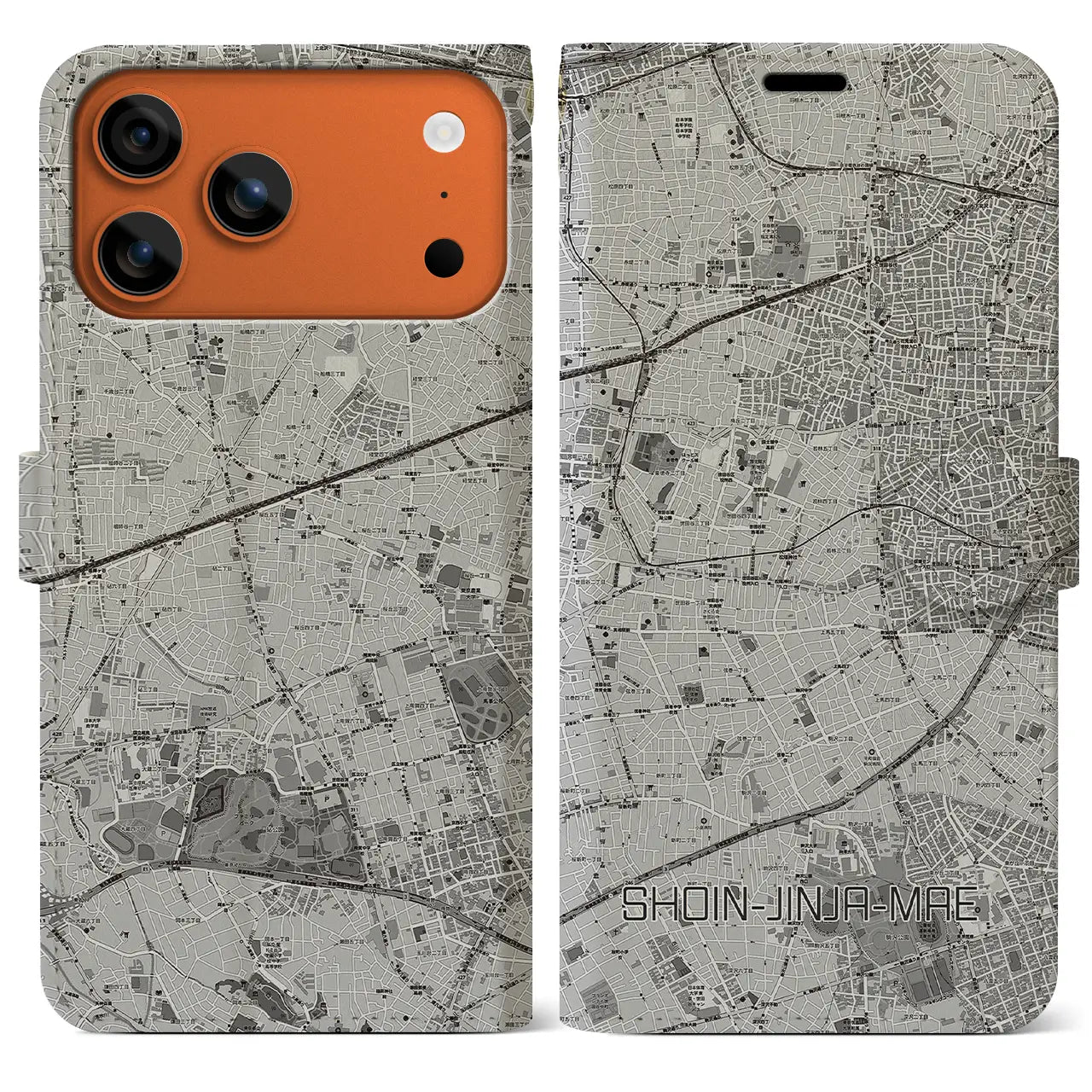 【松陰神社前(東京都)】地図柄iPhoneケース(手帳タイプ)