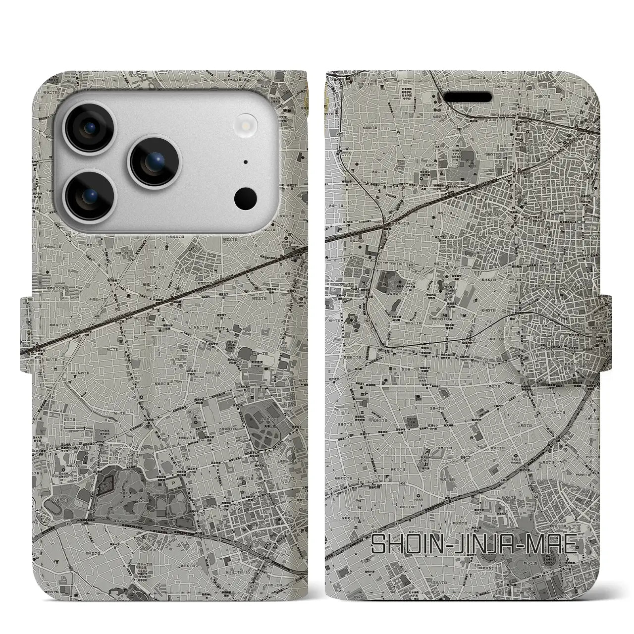 【松陰神社前(東京都)】地図柄iPhoneケース(手帳タイプ)