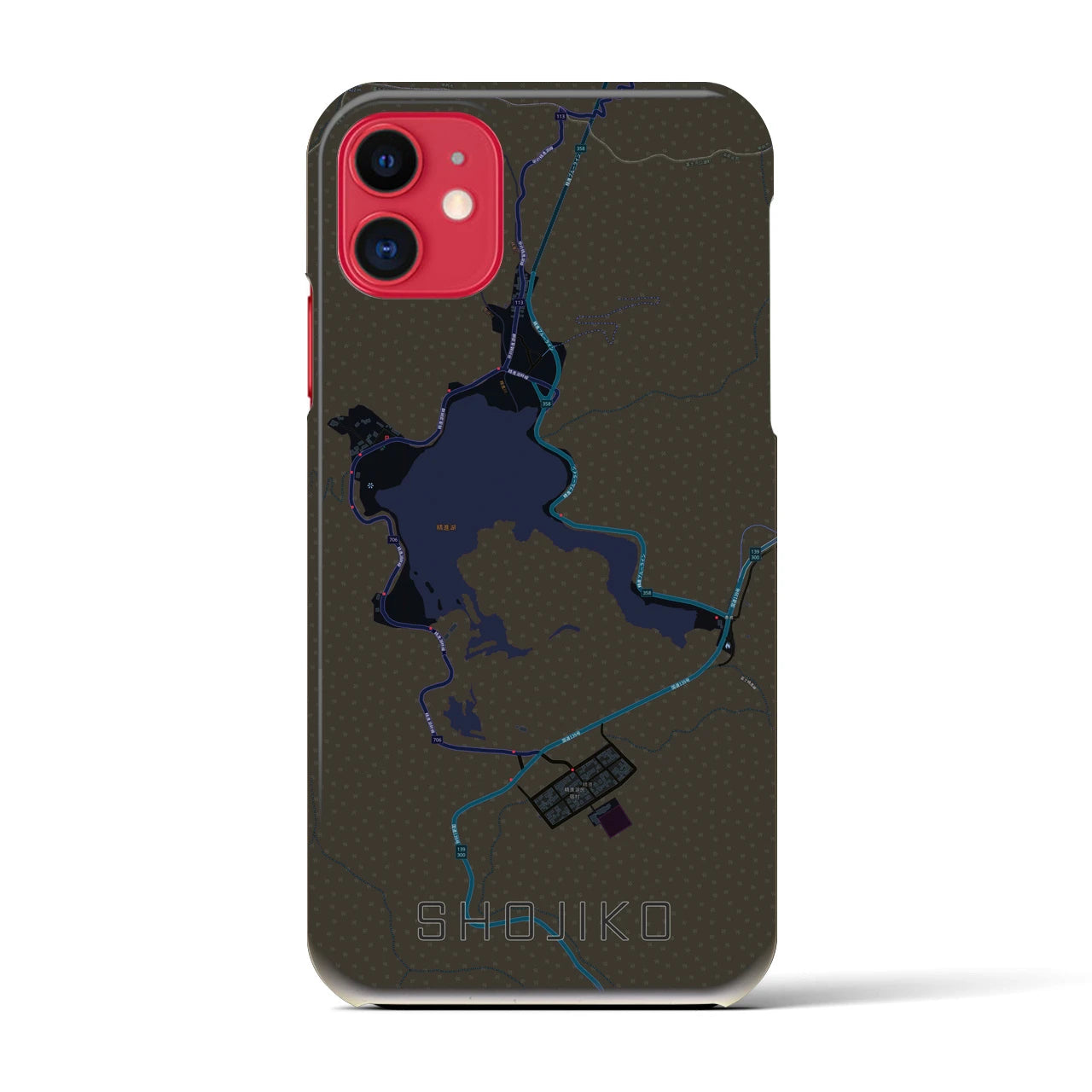 【精進湖(山梨県)】地図柄iPhoneケース(バックカバータイプ)