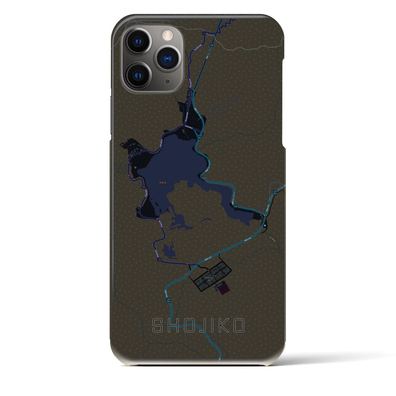 【精進湖(山梨県)】地図柄iPhoneケース(バックカバータイプ)