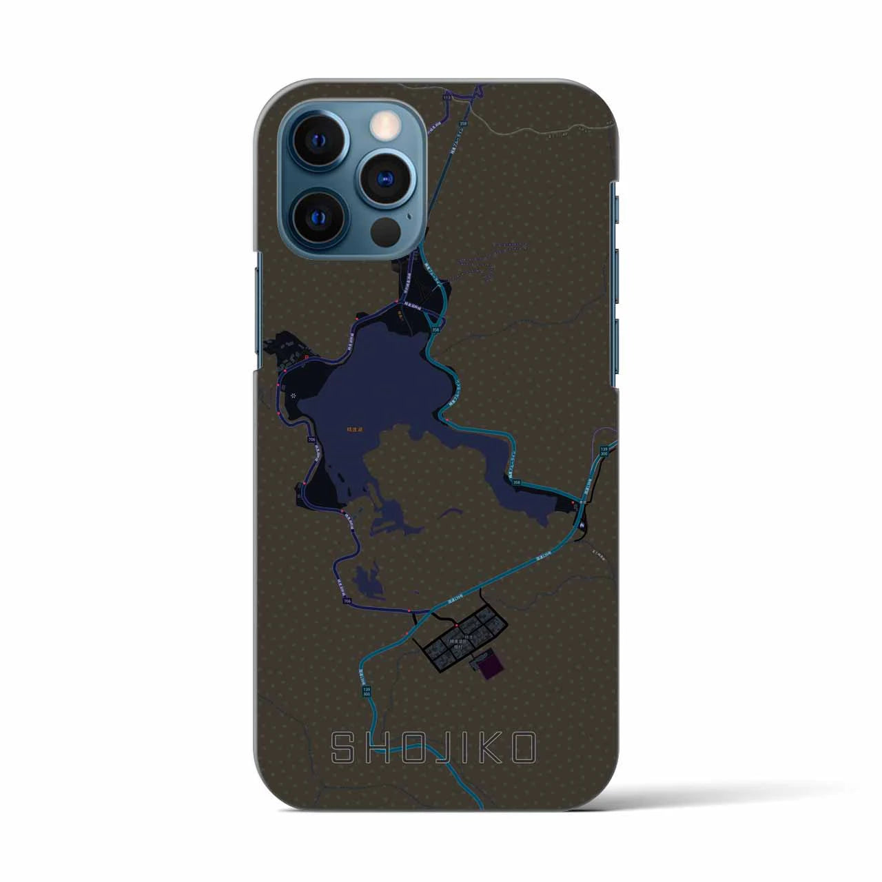 【精進湖(山梨県)】地図柄iPhoneケース(バックカバータイプ)