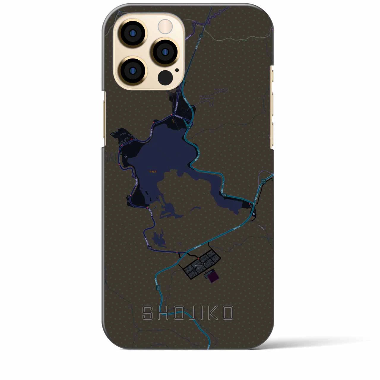 【精進湖(山梨県)】地図柄iPhoneケース(バックカバータイプ)