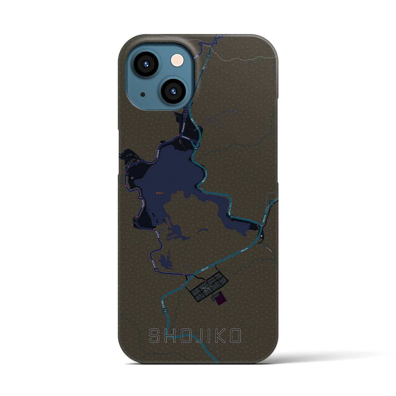 【精進湖(山梨県)】地図柄iPhoneケース(バックカバータイプ)