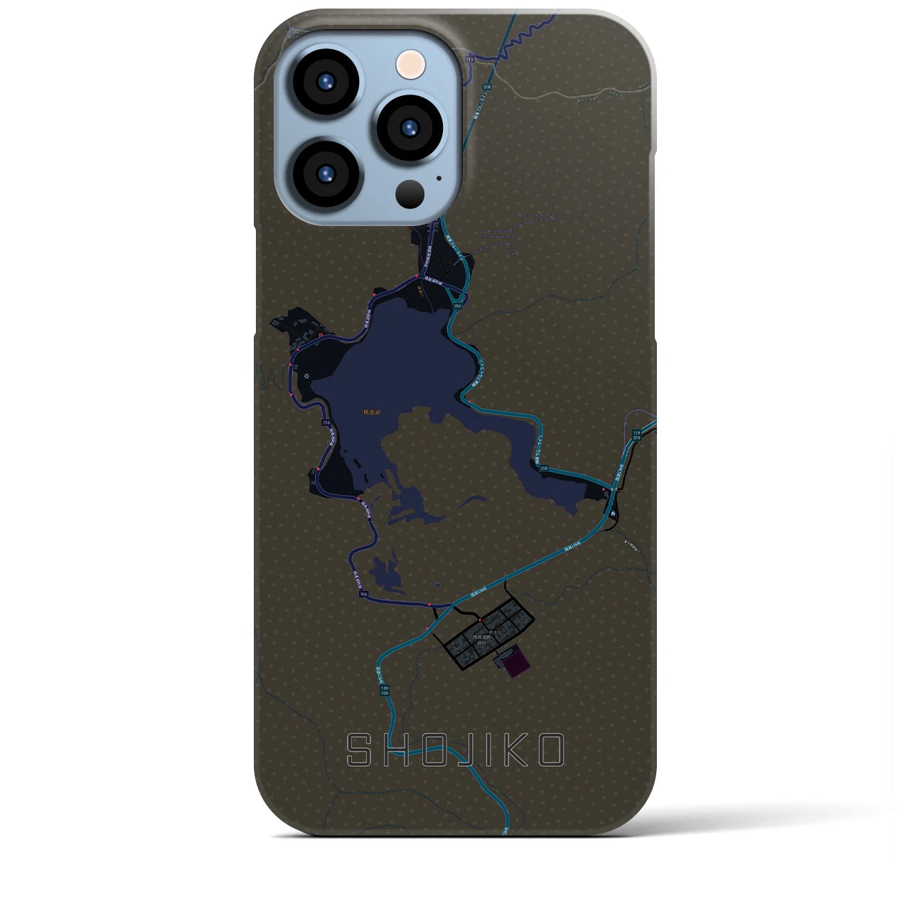 【精進湖(山梨県)】地図柄iPhoneケース(バックカバータイプ)