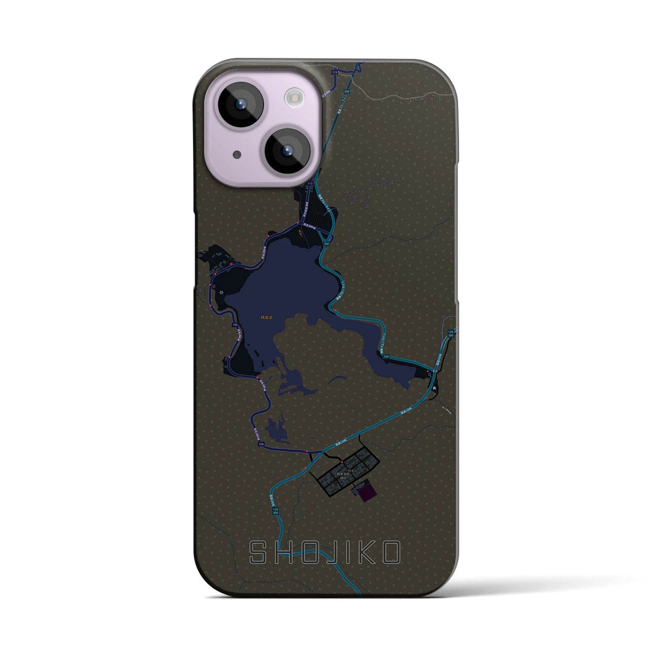 【精進湖(山梨県)】地図柄iPhoneケース(バックカバータイプ)