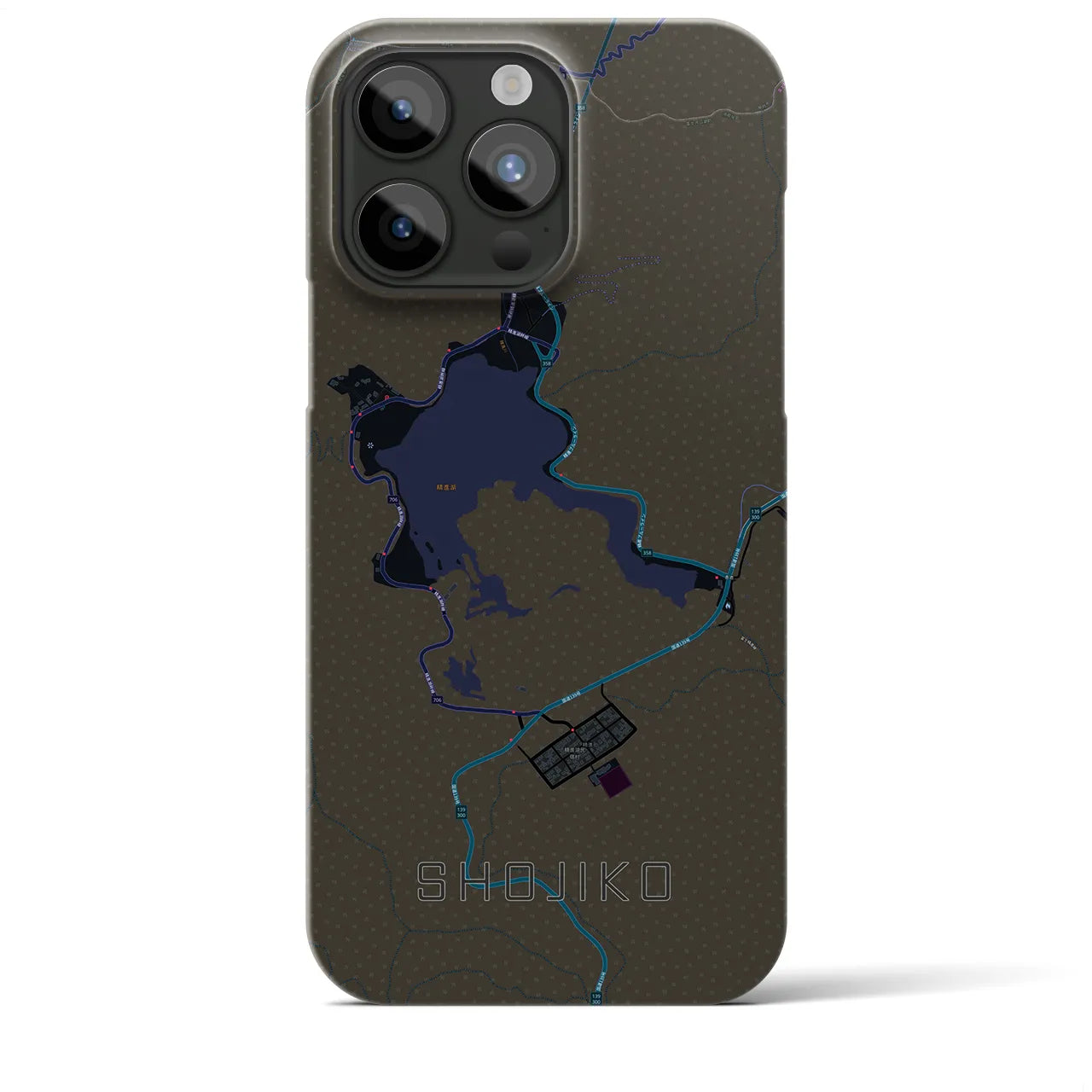 【精進湖(山梨県)】地図柄iPhoneケース(バックカバータイプ)
