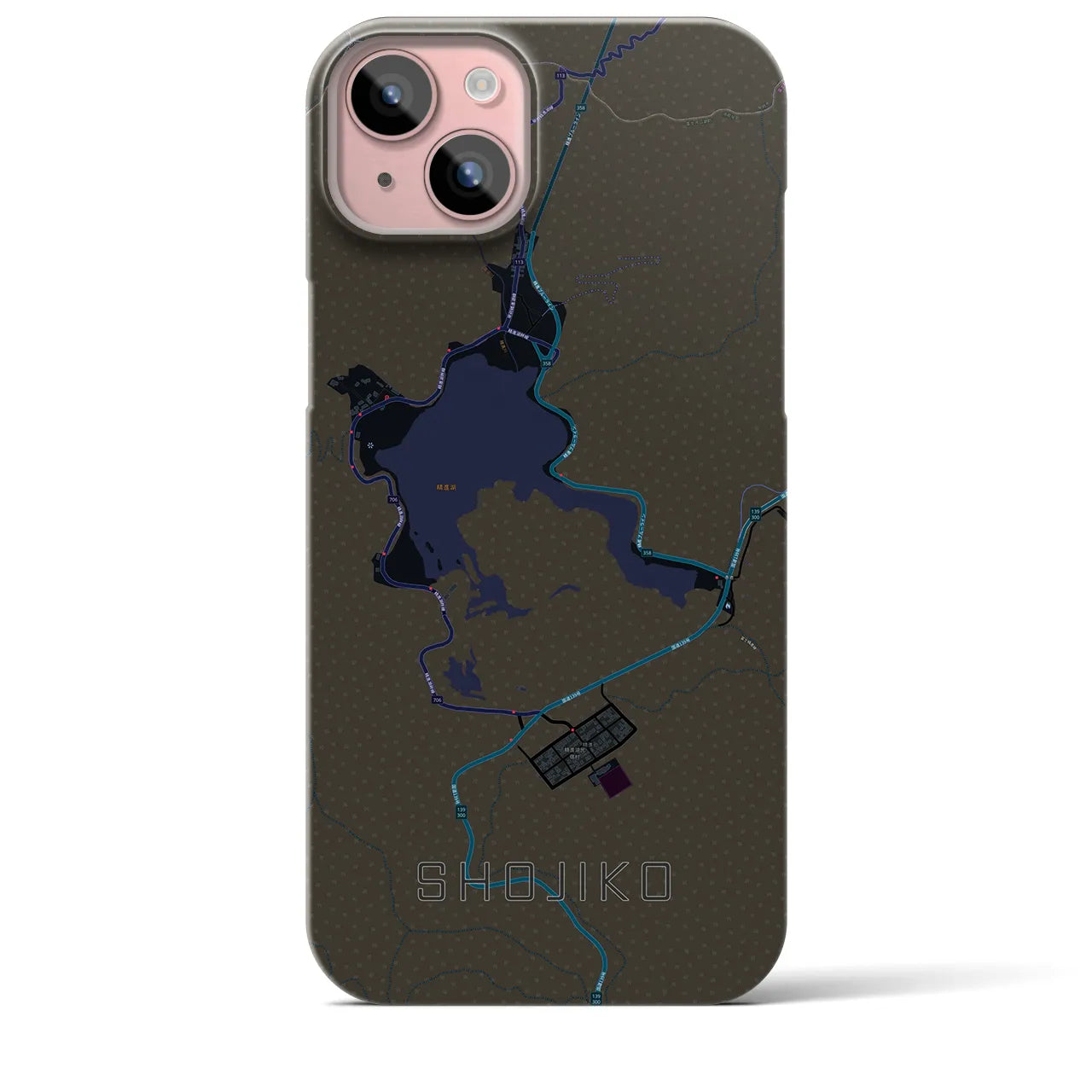 【精進湖(山梨県)】地図柄iPhoneケース(バックカバータイプ)