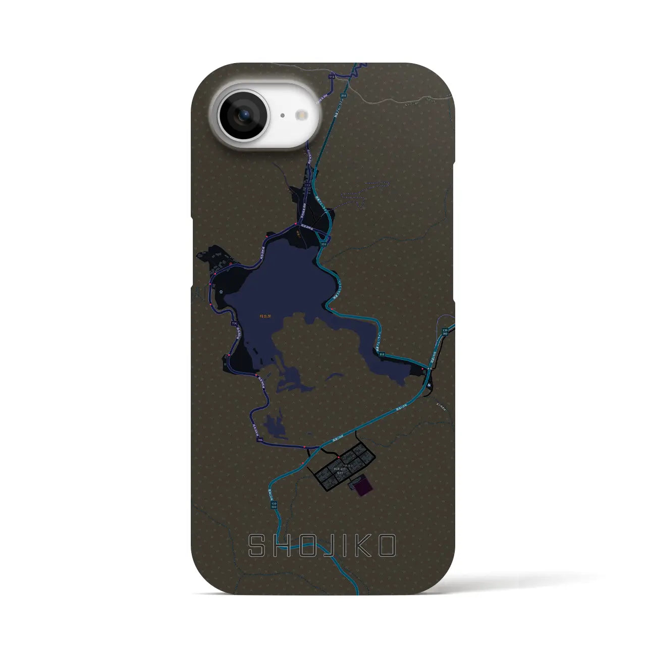【精進湖(山梨県)】地図柄iPhoneケース(バックカバータイプ)