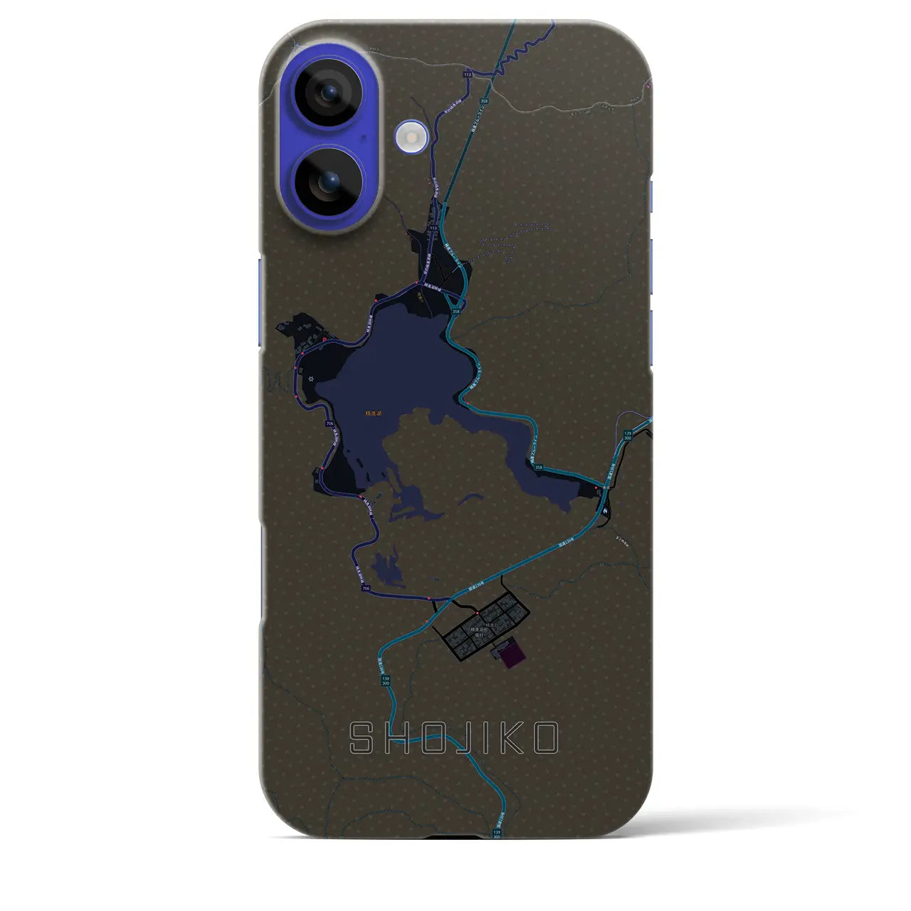 【精進湖(山梨県)】地図柄iPhoneケース(バックカバータイプ)