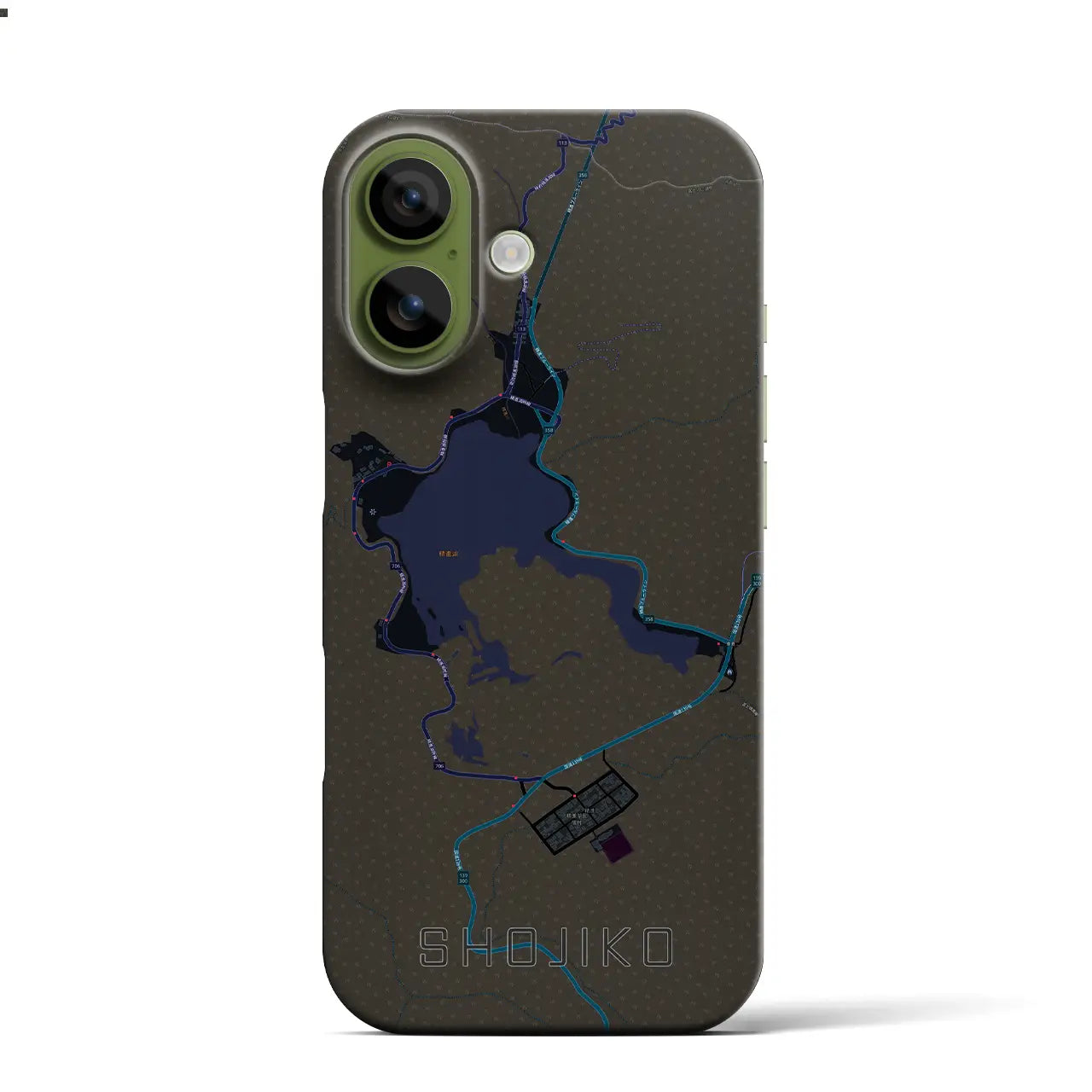 【精進湖(山梨県)】地図柄iPhoneケース(バックカバータイプ)