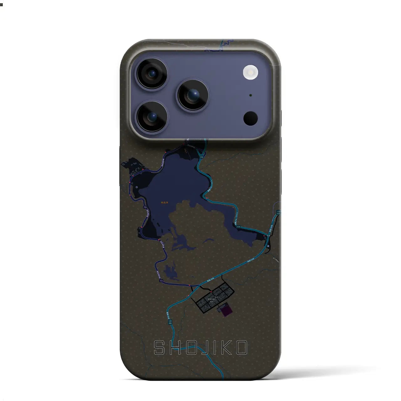 【精進湖(山梨県)】地図柄iPhoneケース(バックカバータイプ)