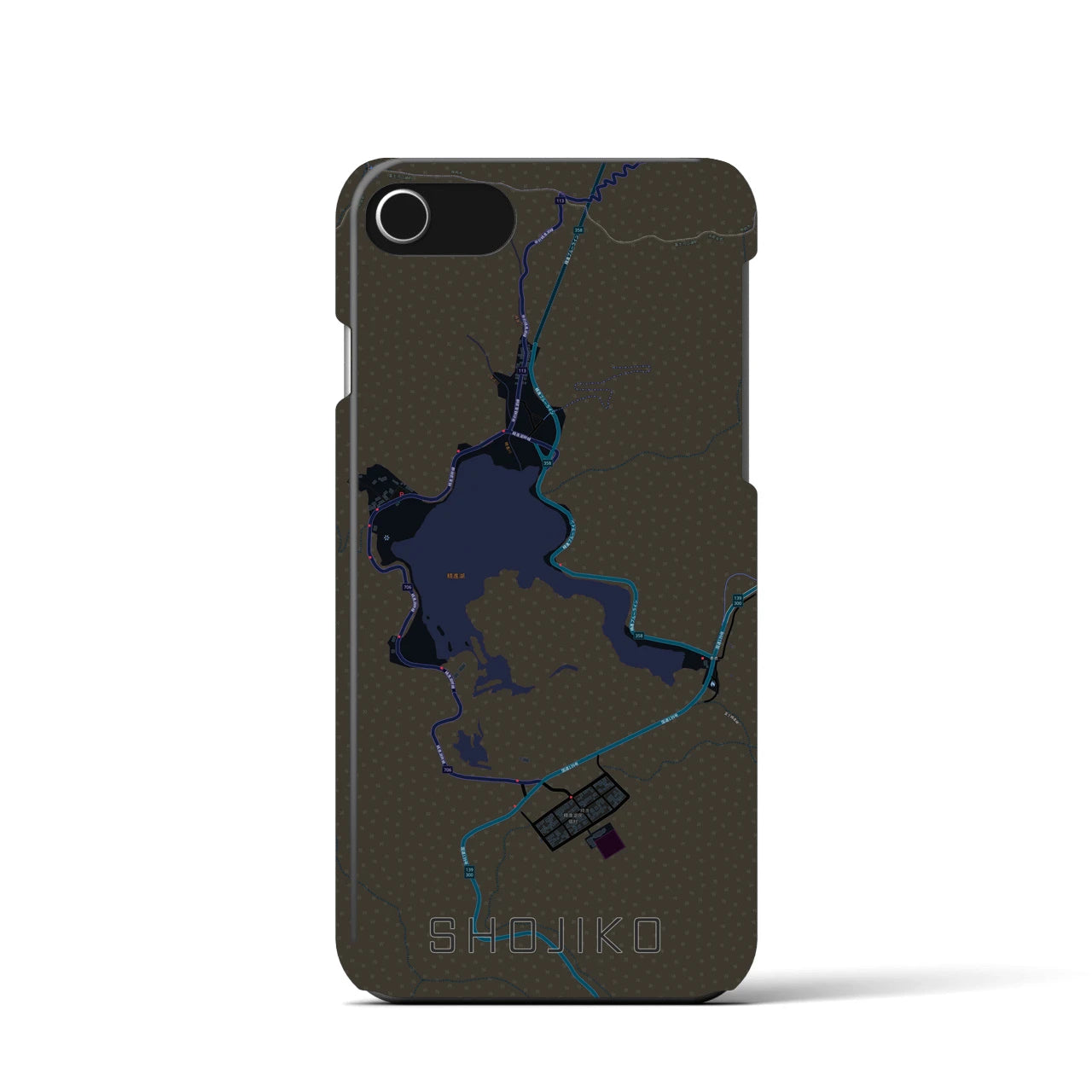 【精進湖(山梨県)】地図柄iPhoneケース(バックカバータイプ)