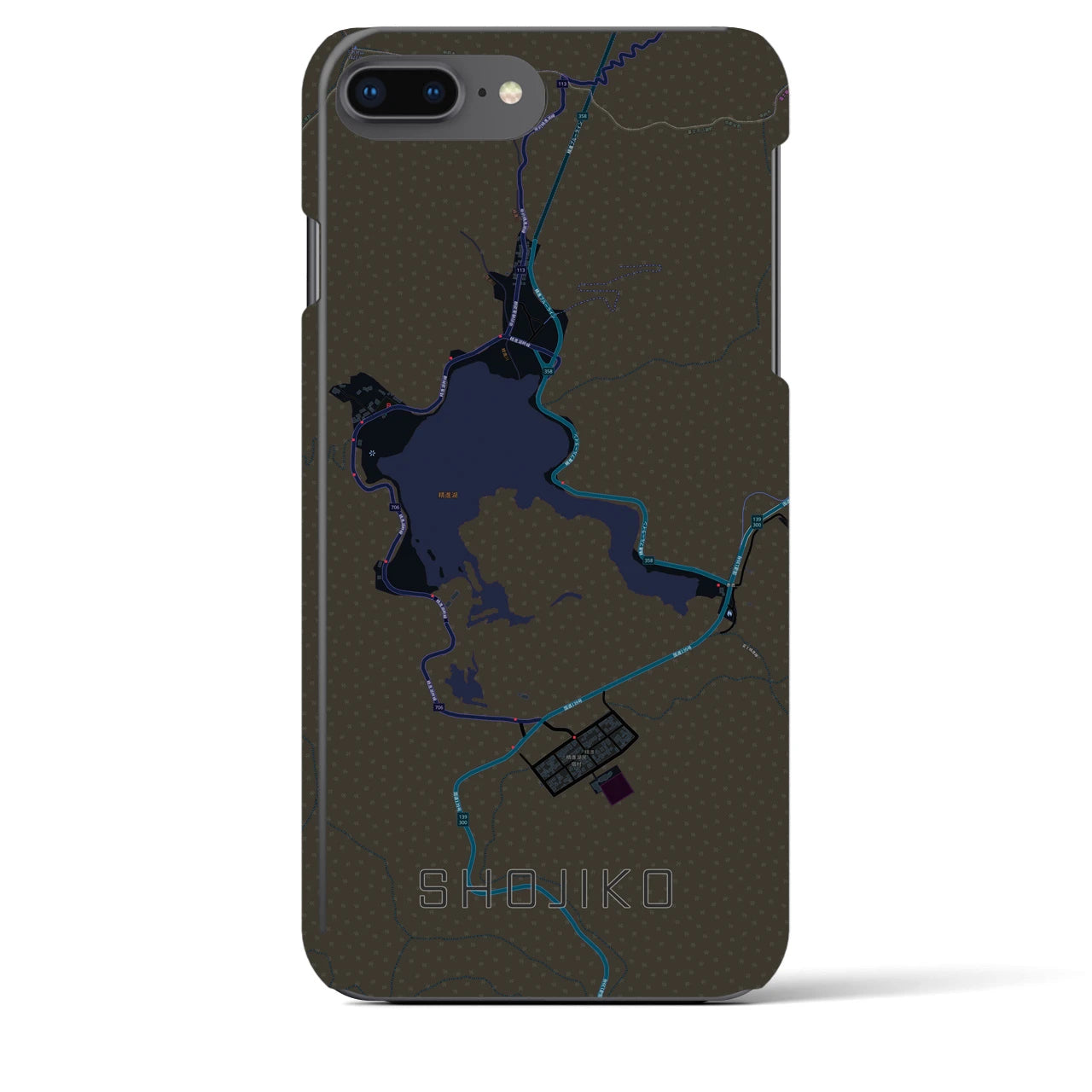 【精進湖(山梨県)】地図柄iPhoneケース(バックカバータイプ)