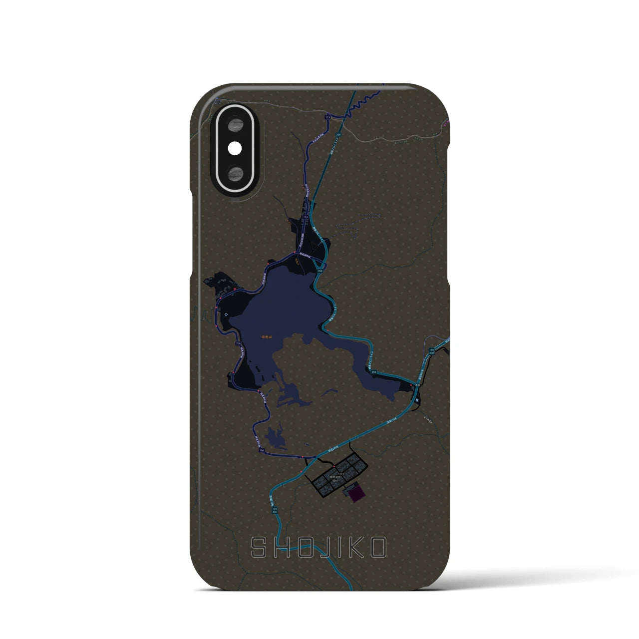 【精進湖(山梨県)】地図柄iPhoneケース(バックカバータイプ)